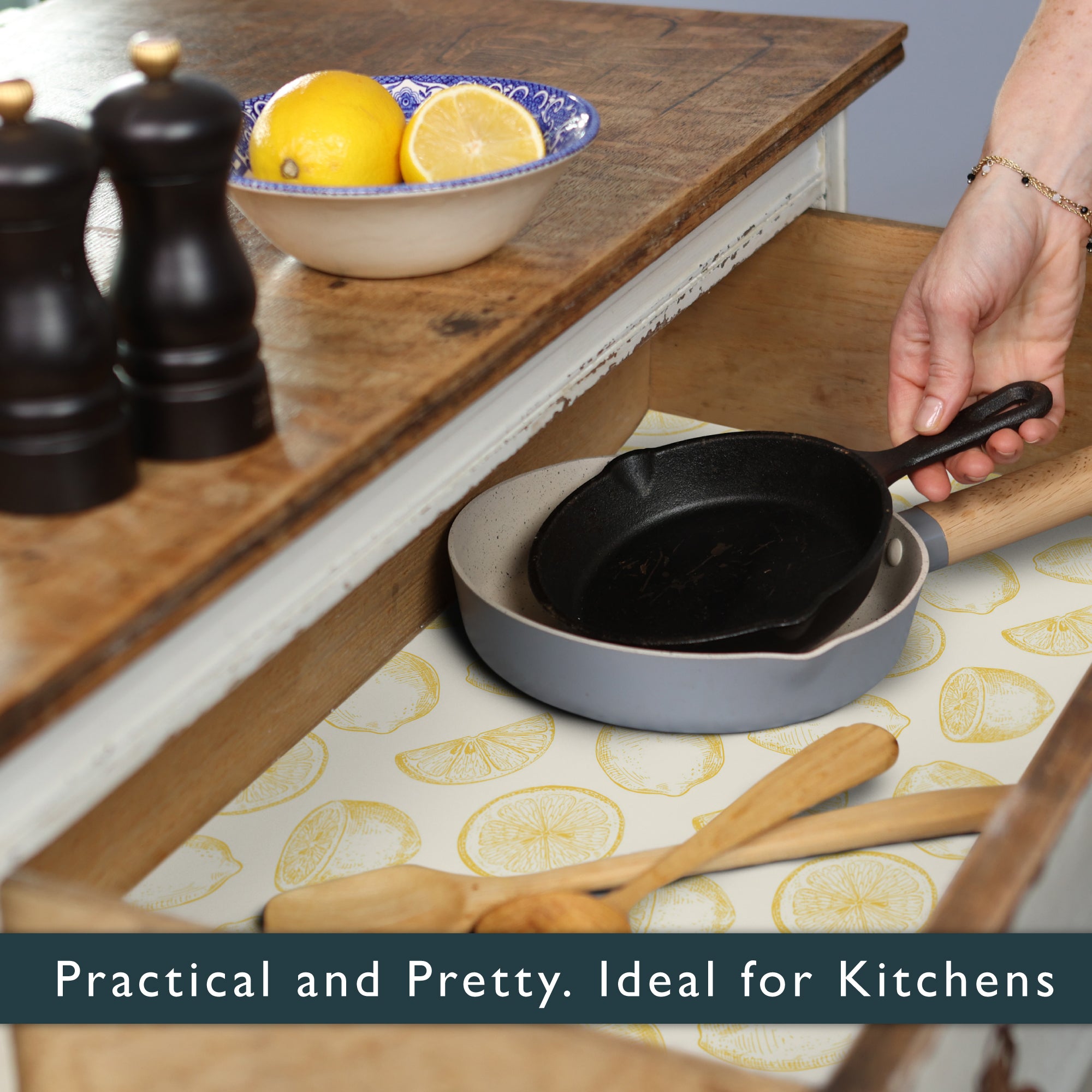 YELLOW LEMONS Wipe Clean & Unscented Drawer Liners