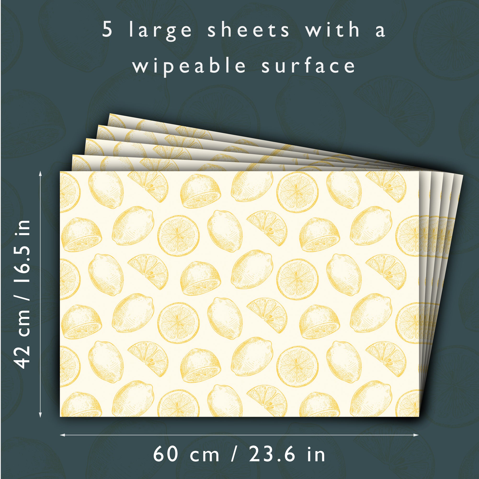 YELLOW LEMONS Wipe Clean & Unscented Drawer Liners