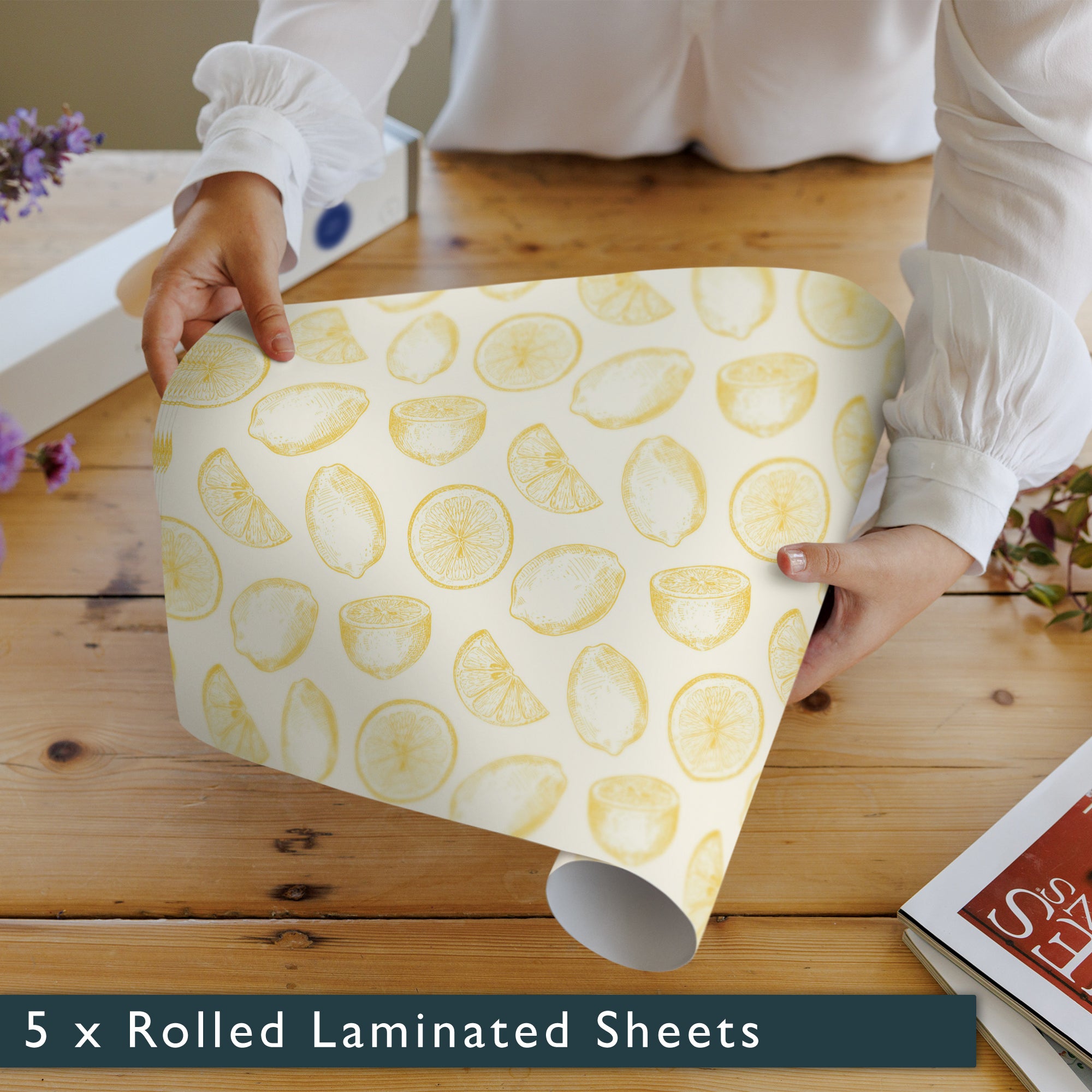 YELLOW LEMONS Wipe Clean & Unscented Drawer Liners