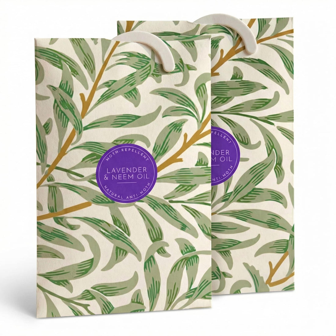 ANTI-MOTH | LAVENDER & NEEM OIL Wardrobe Freshener in a WILLIAM MORRIS Inspired WILLOW Design | PACK OF 2