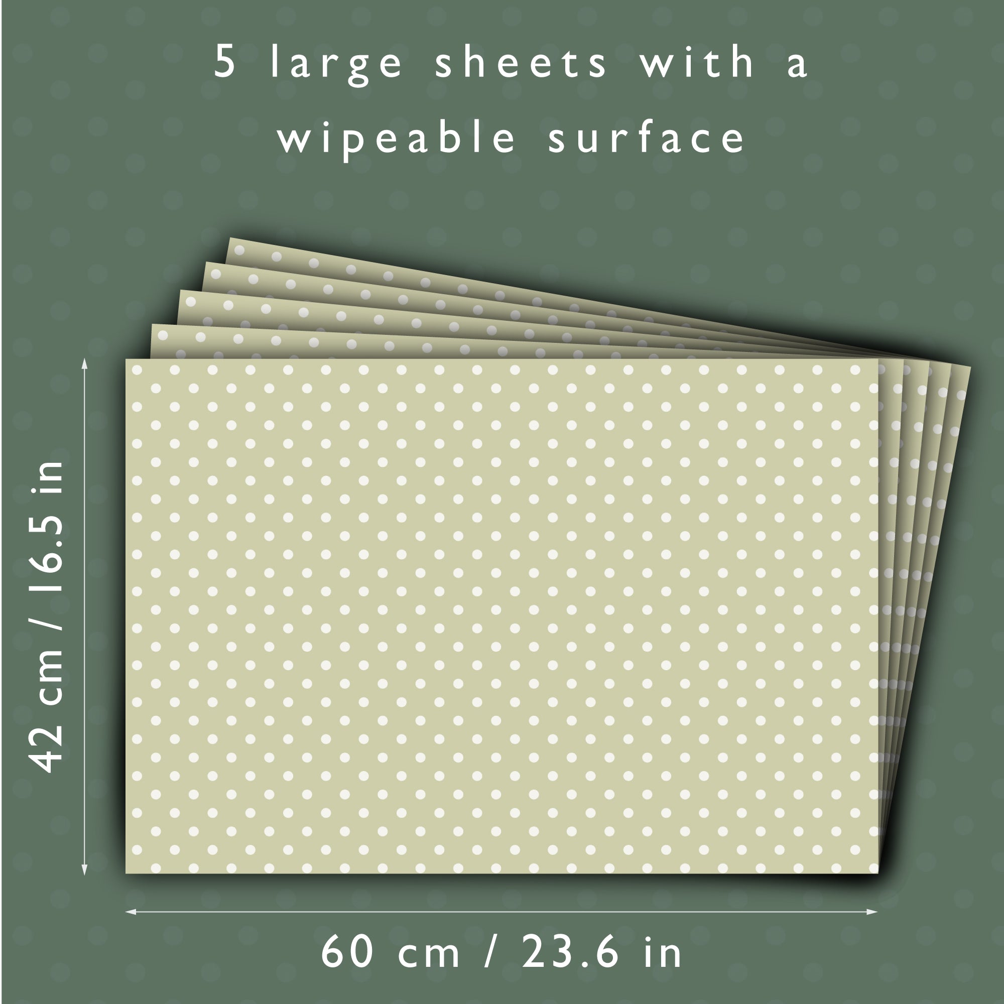 SAGE GREEN POLKA DOT Wipe Clean & Unscented Drawer Liners