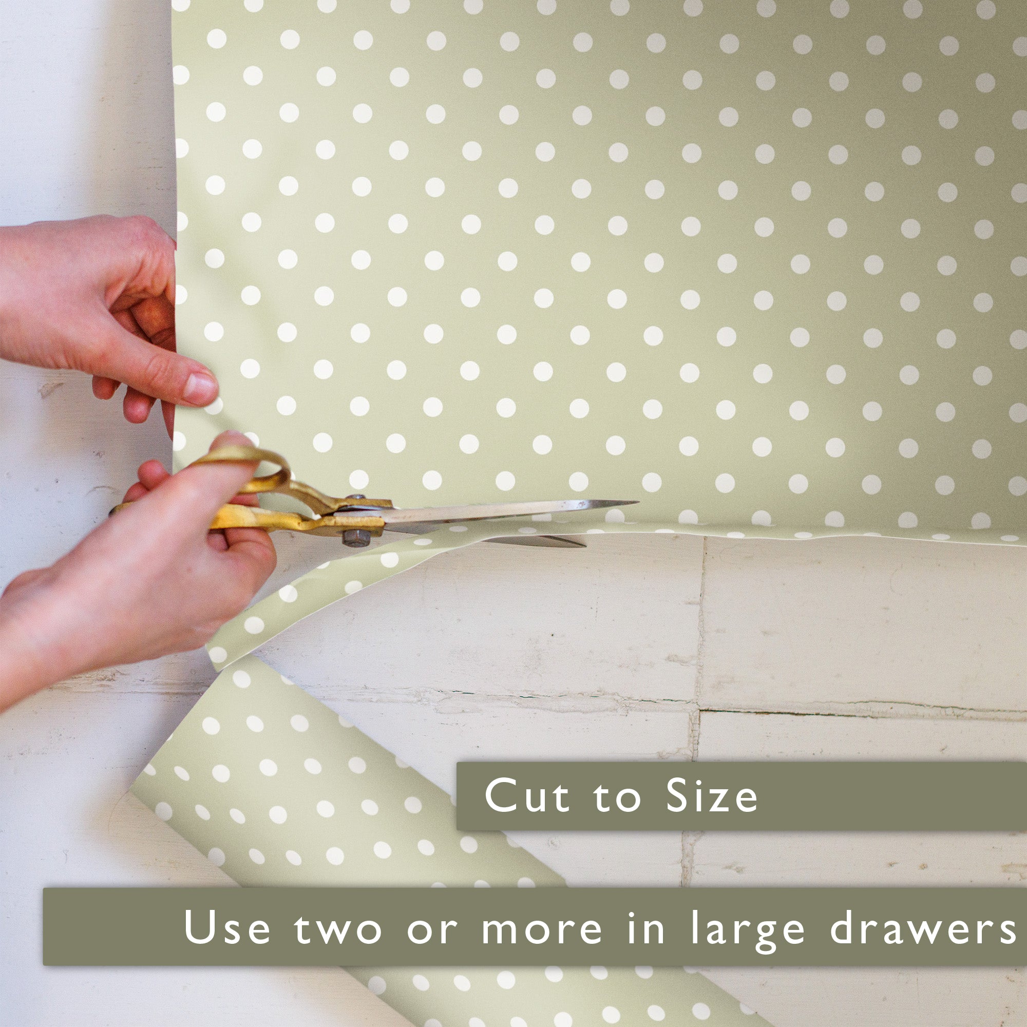 SAGE GREEN POLKA DOT Wipe Clean & Unscented Drawer Liners