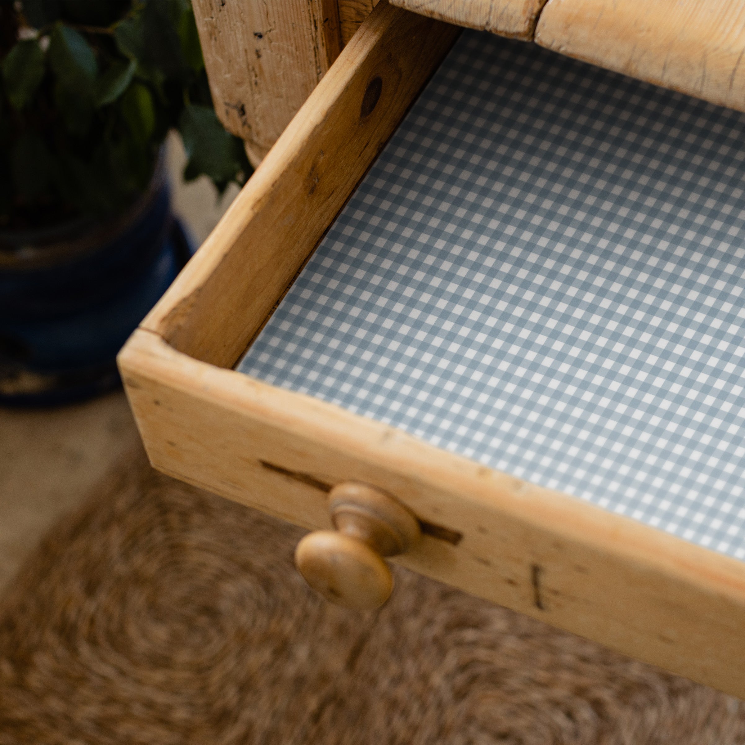 FRESH LINEN SCENTED Drawer Liners in DUCK EGG Blue GINGHAM