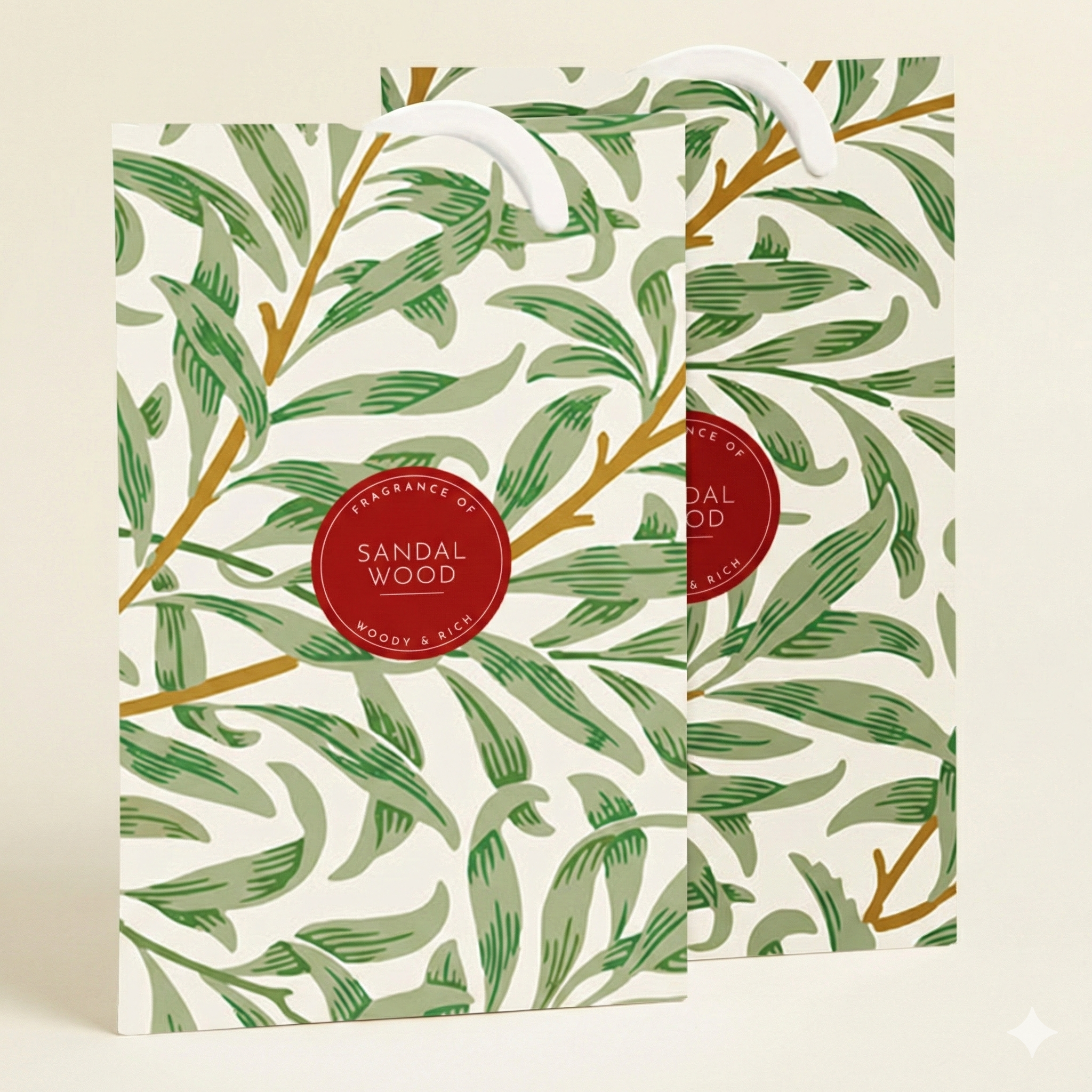 SANDALWOOD Scented Wardrobe Freshener in a WILLIAM MORRIS Inspired WILLOW Design | Contains Essential Oils | PACK OF 2 | Made in the UK. - Wardrobe Freshener - The Master Herbalist