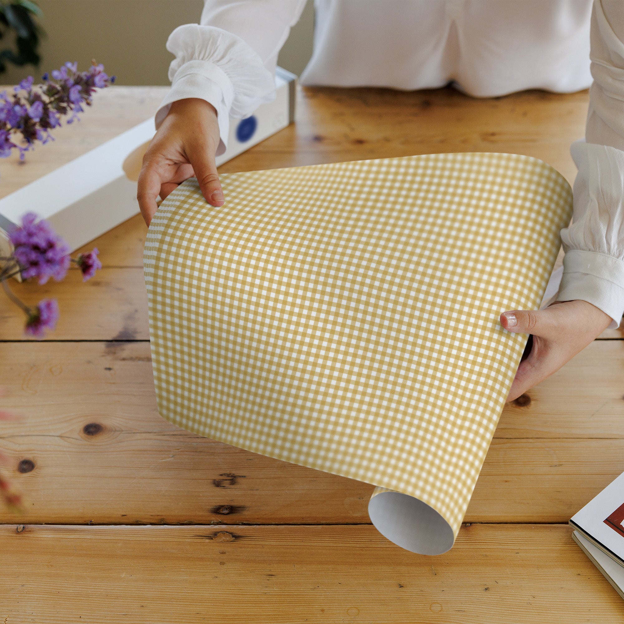 SANDALWOOD SCENTED Drawer Liners in a BARLEY GINGHAM Design