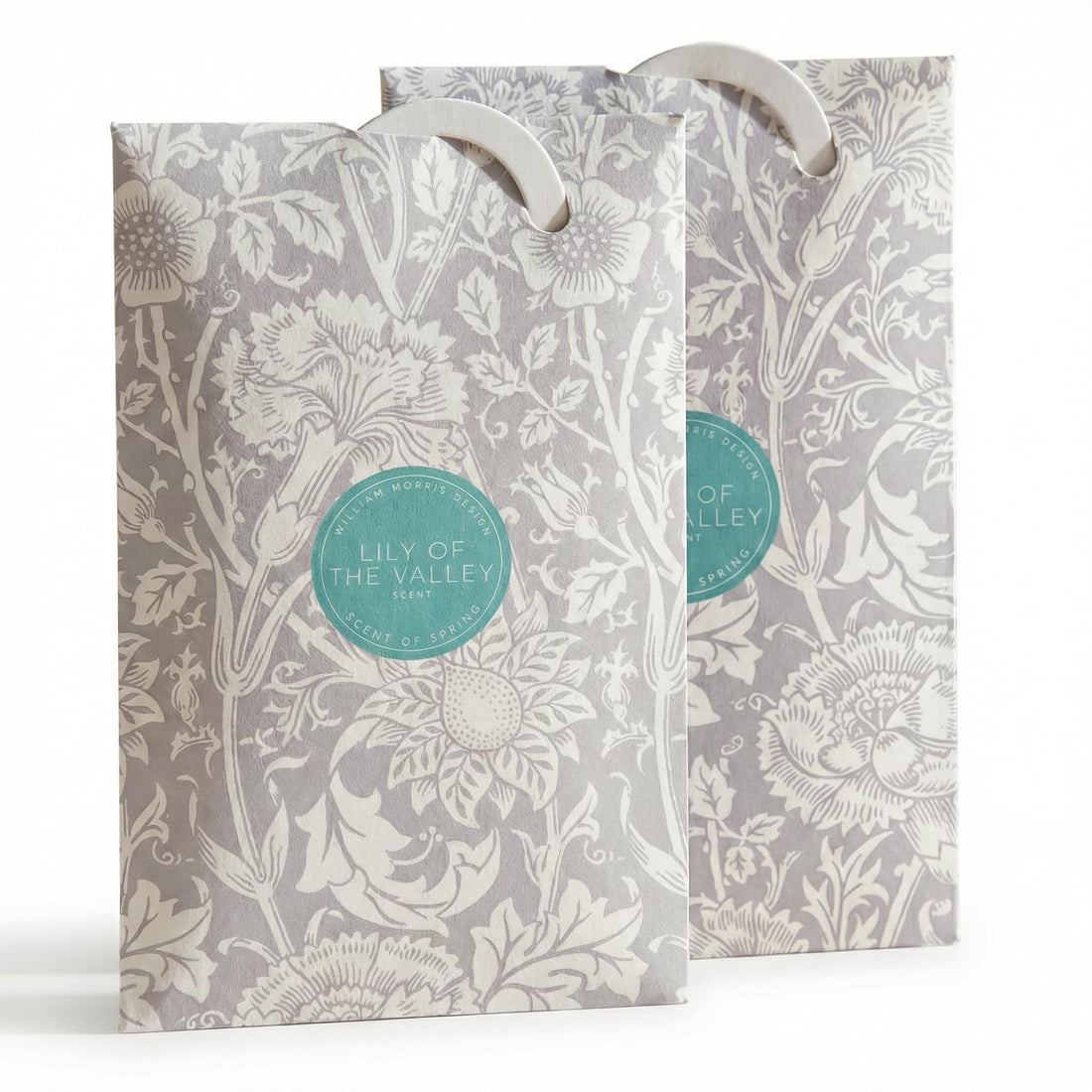 LILY OF THE VALLEY Scented Wardrobe Freshener in a WILLIAM MORRIS Design in GREY | Pack of 2