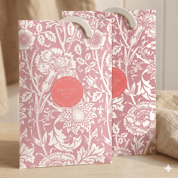ROSE Scented Wardrobe Freshener in a WILLIAM MORRIS Design in PINK | Pack of 2