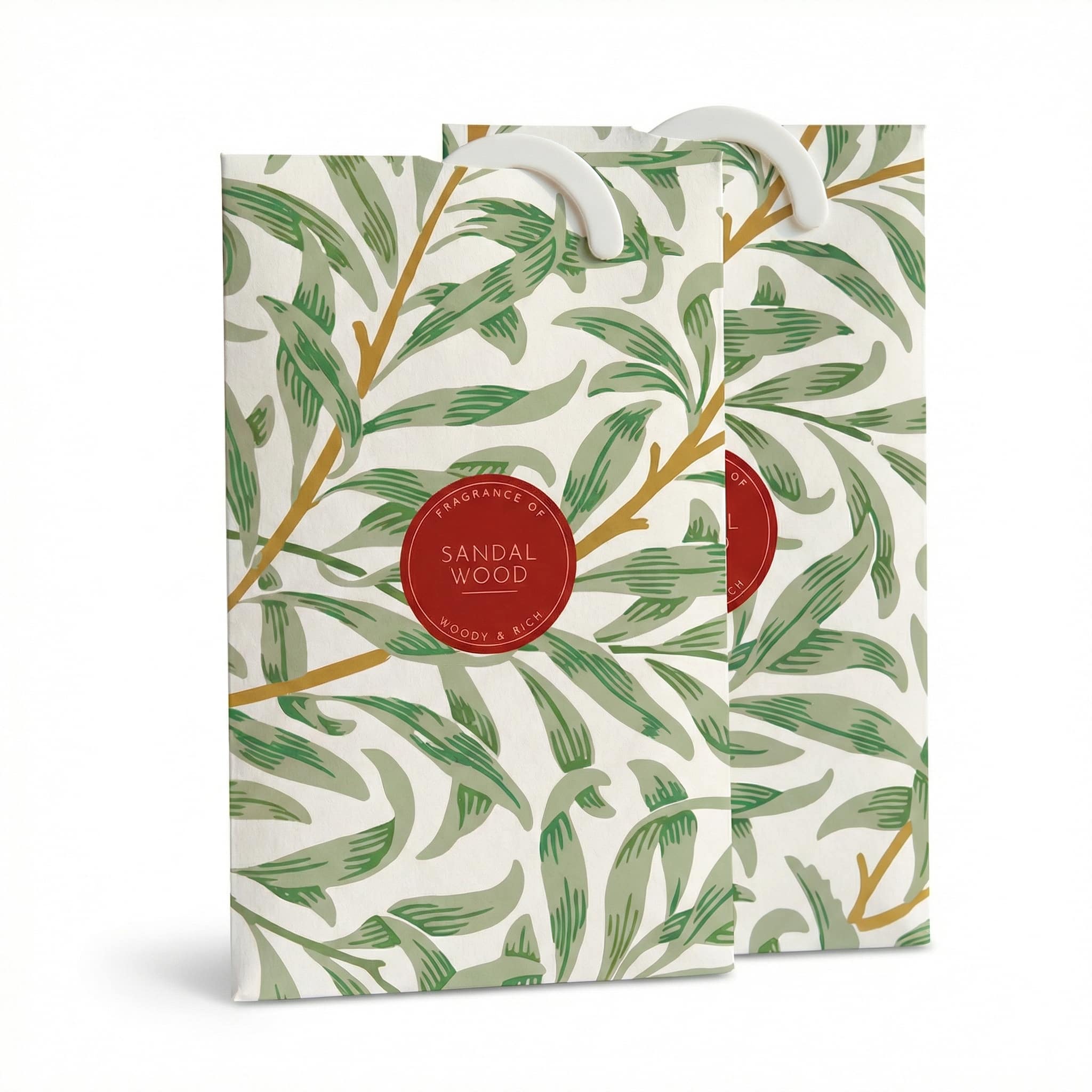 SANDALWOOD Scented Wardrobe Freshener in a WILLIAM MORRIS Inspired WILLOW Design | Contains Essential Oils | PACK OF 2 | Made in the UK.