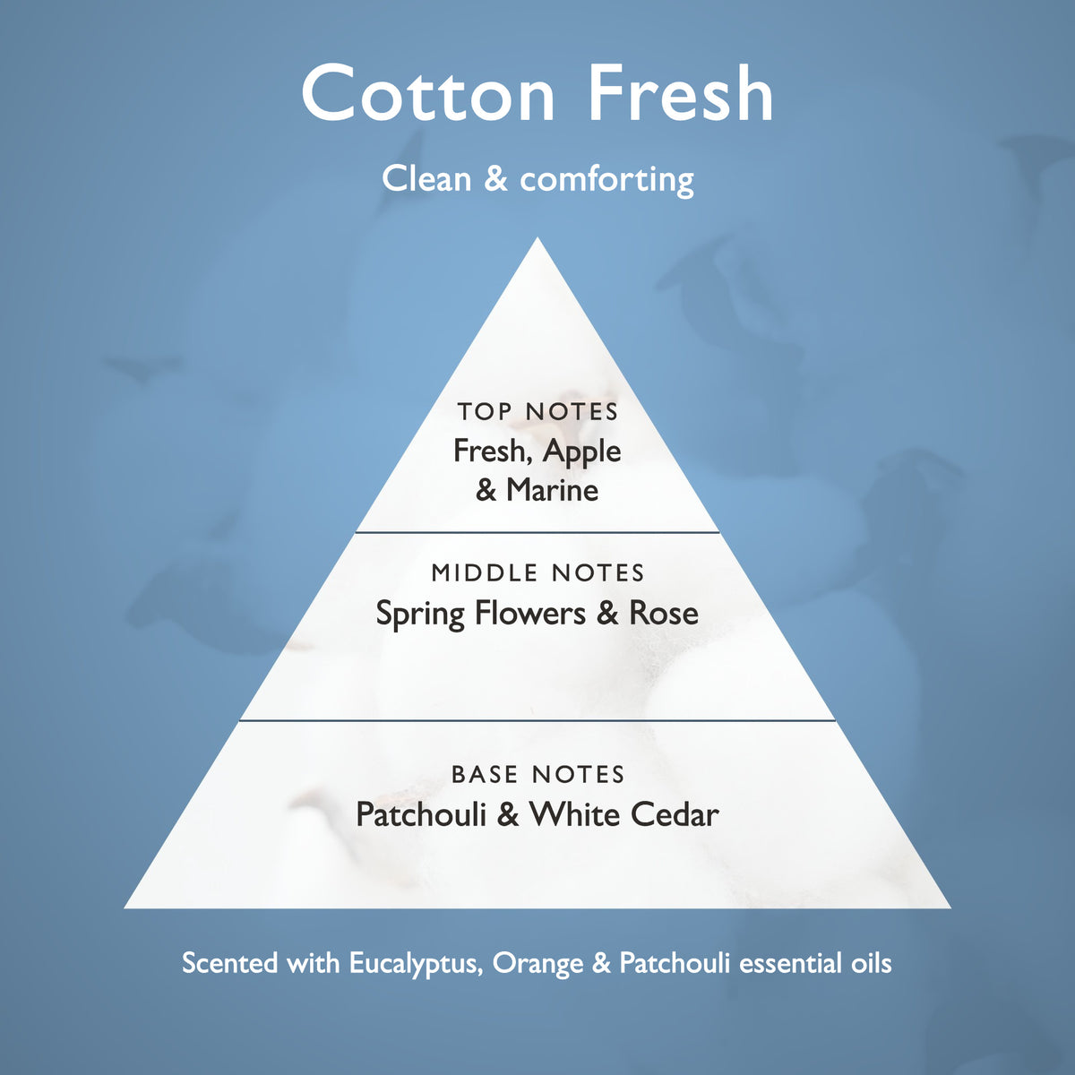 Cotton Fresh: Clean & comforting, with Fresh, Apple & Marine top notes
