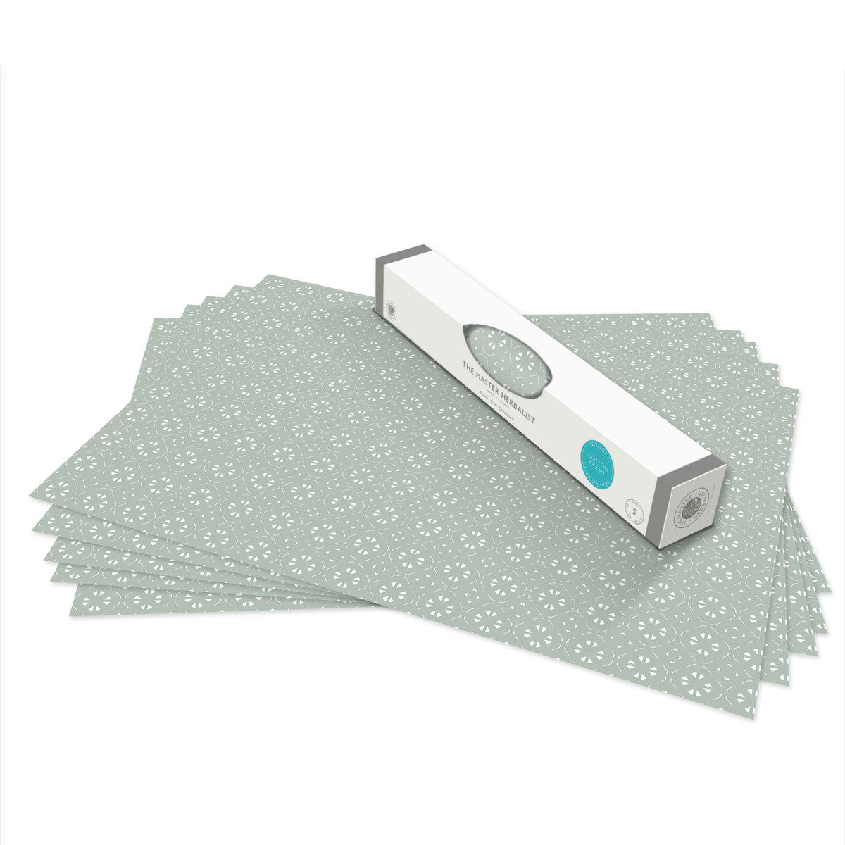 Cotton Fresh scented drawer liners, Aquamarine Geometric print, rolled