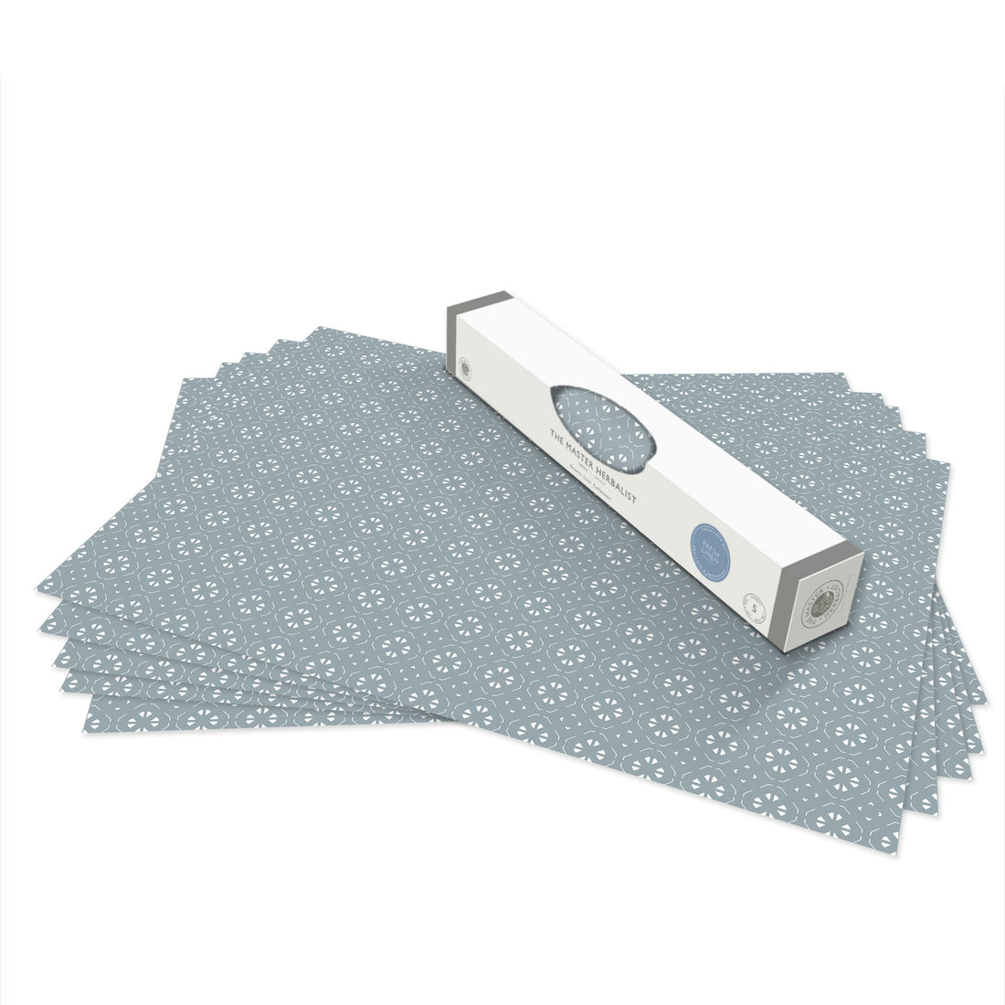 Fresh Linen scented drawer liners, Dusk Blue Geometric print, rolled