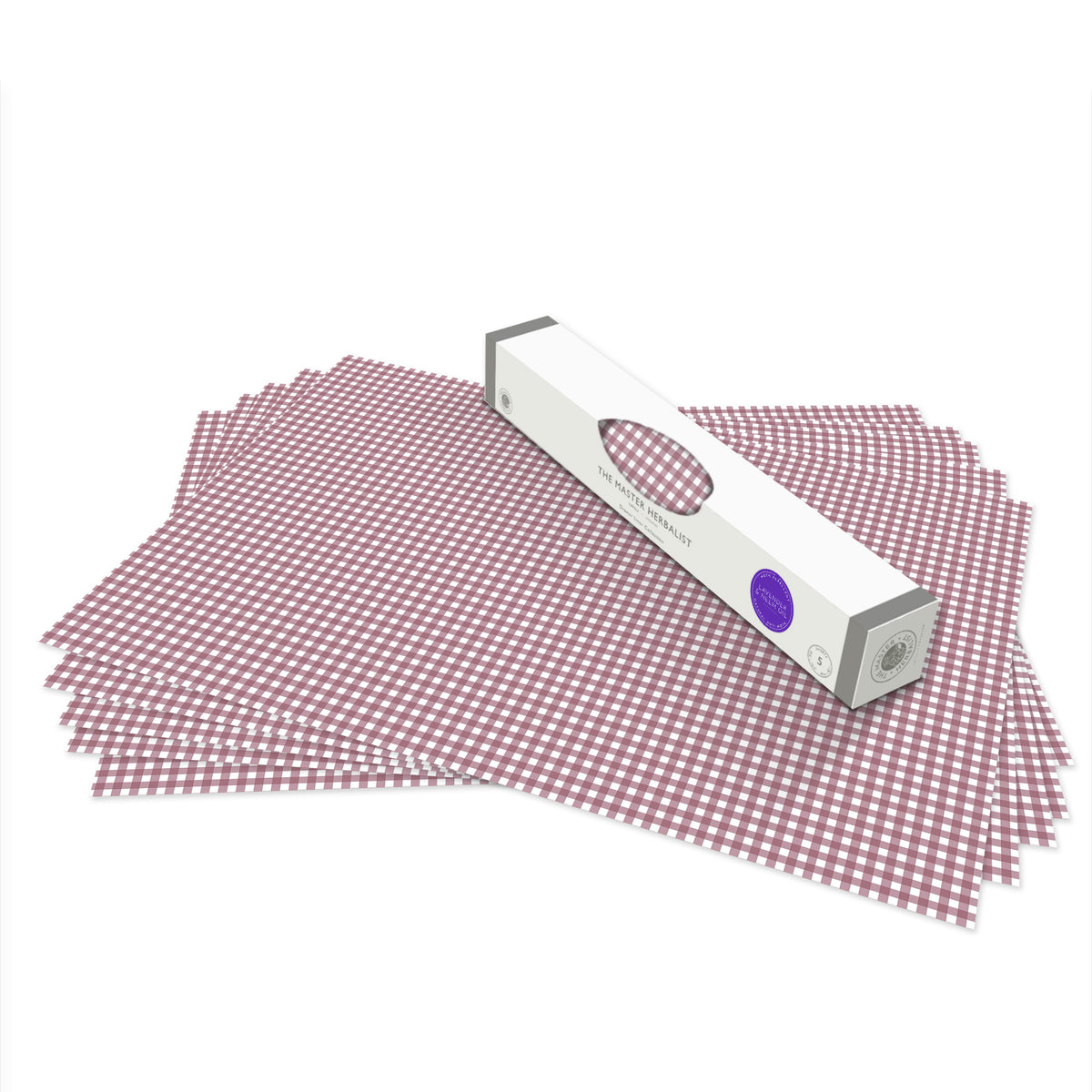 Lavender & Neem Oil scented drawer liners, Damson Gingham print, rolled