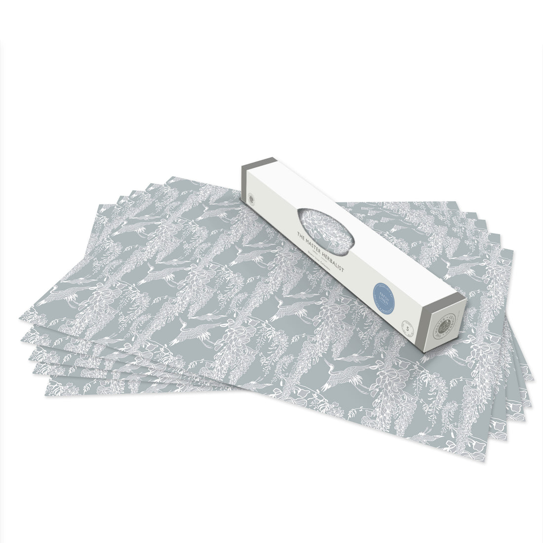 Fresh Linen scented drawer liners, Heron print, rolled
