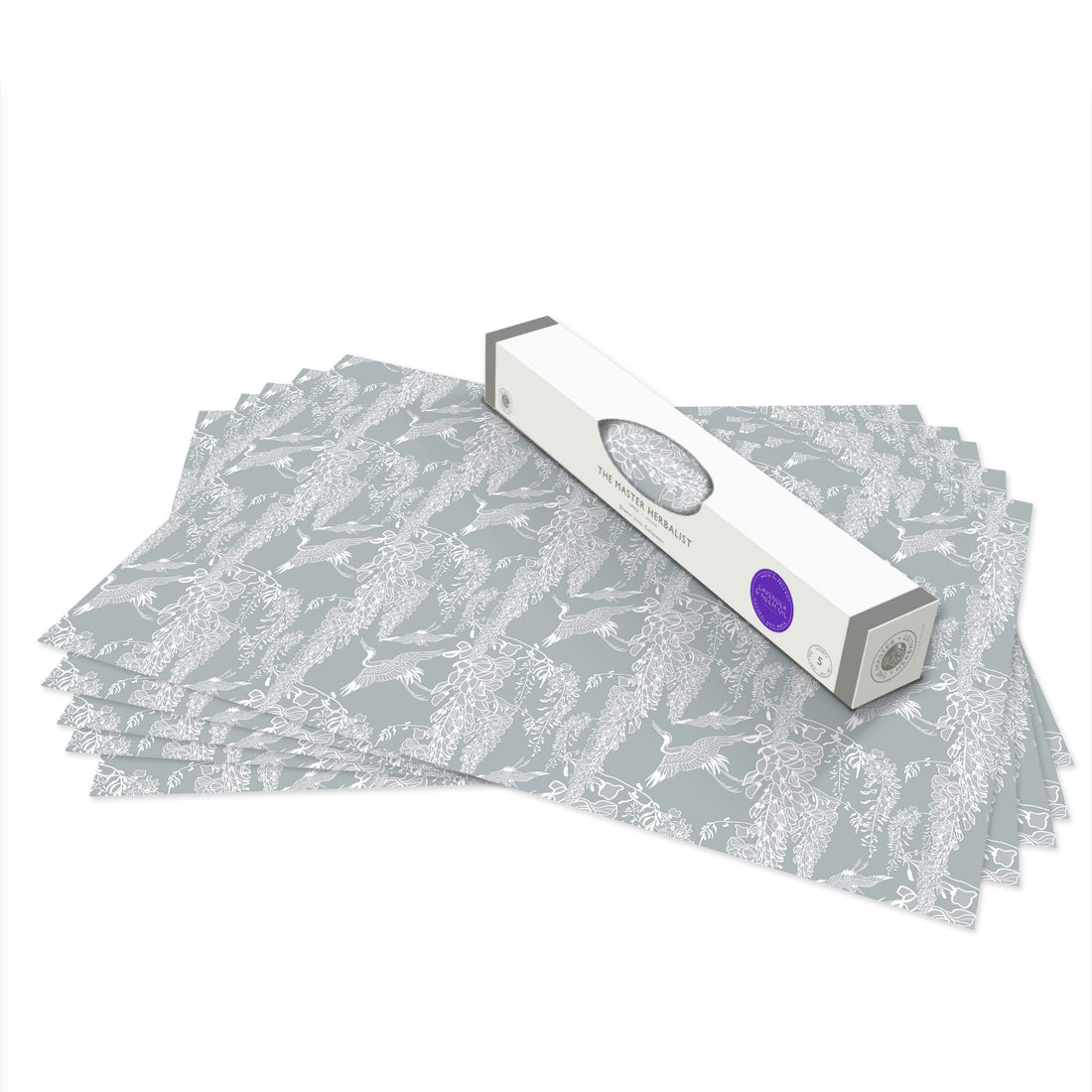 Lavender & Neem Oil scented drawer liners, Heron print, rolled