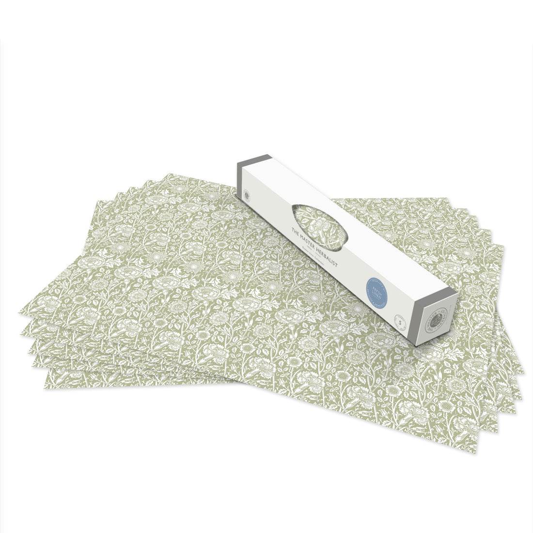 Fresh Linen scented drawer liners, Sage Green William Morris Pink & Rose print, rolled