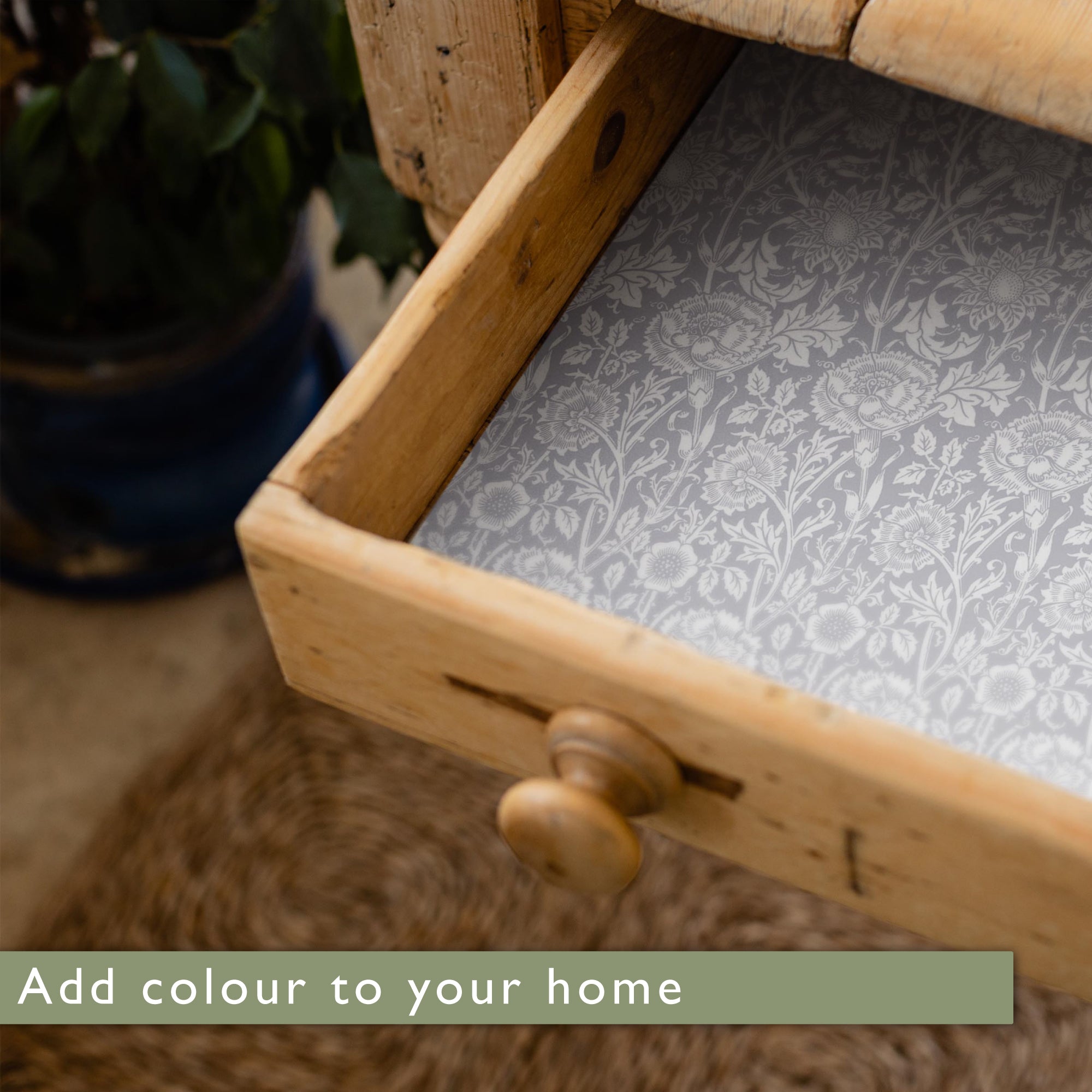 LILY OF THE VALLEY fragrance SCENTED Drawer Liners in GREY William Morris Design