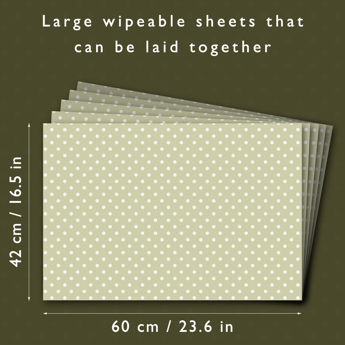 Large wipe clean sheets, 60 × 42 cm, can be laid together to cover a drawer