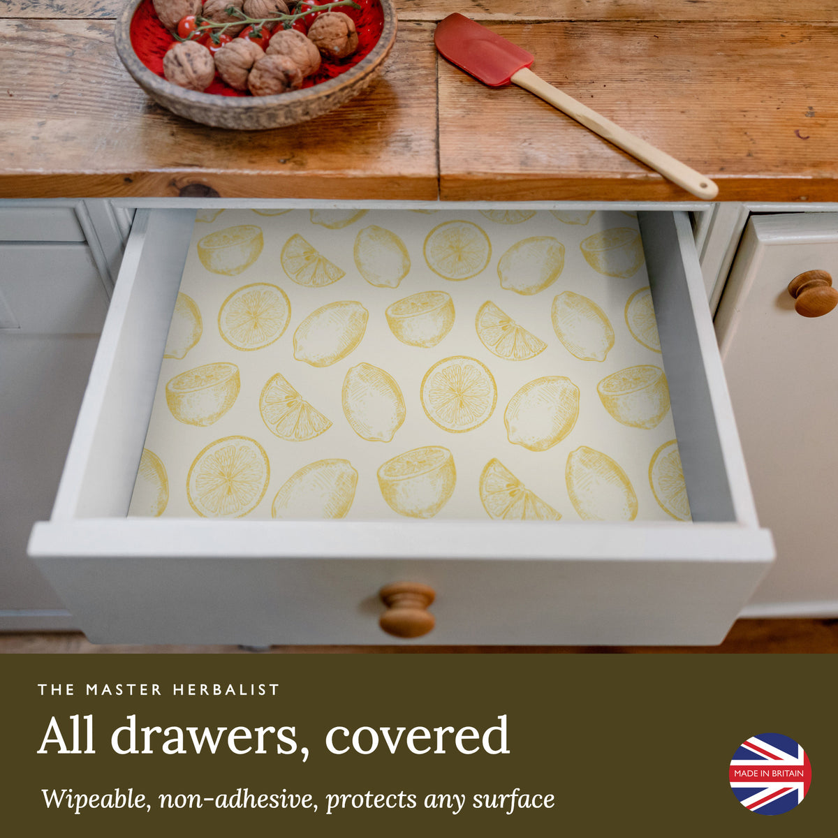 Lemons wipe clean drawer liners cover any drawer: wipeable and non-adhesive