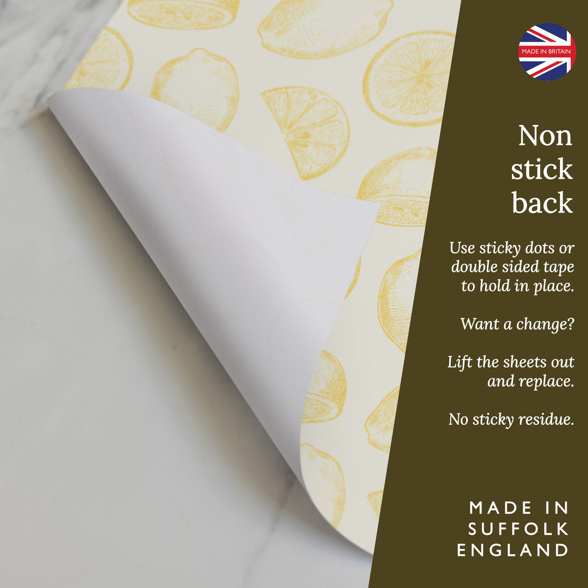 Non-stick back: hold the liners in place with sticky dots or double-sided tape, then lift out to replace, leaving no residue