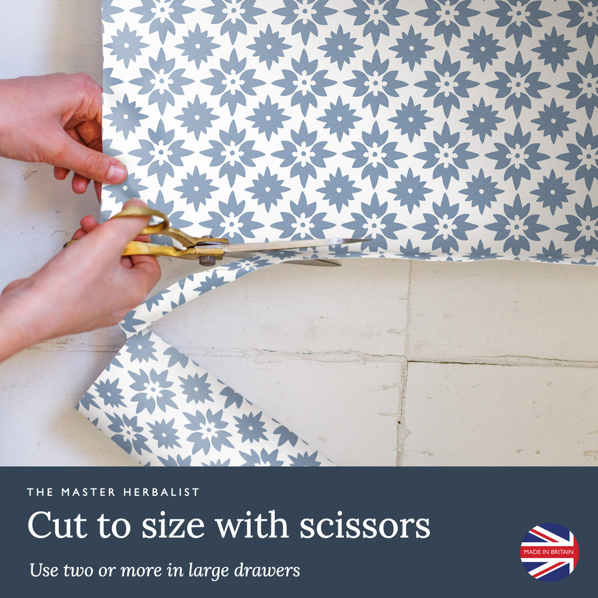 Cut Mosaic liners to size with scissors; use two or more in large drawers