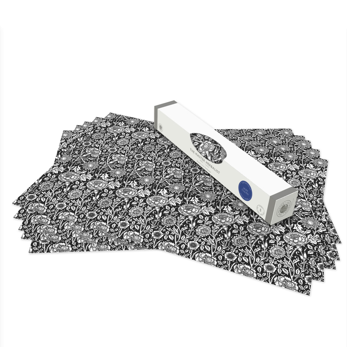 Wipe clean drawer liners, Black William Morris Pink & Rose design
