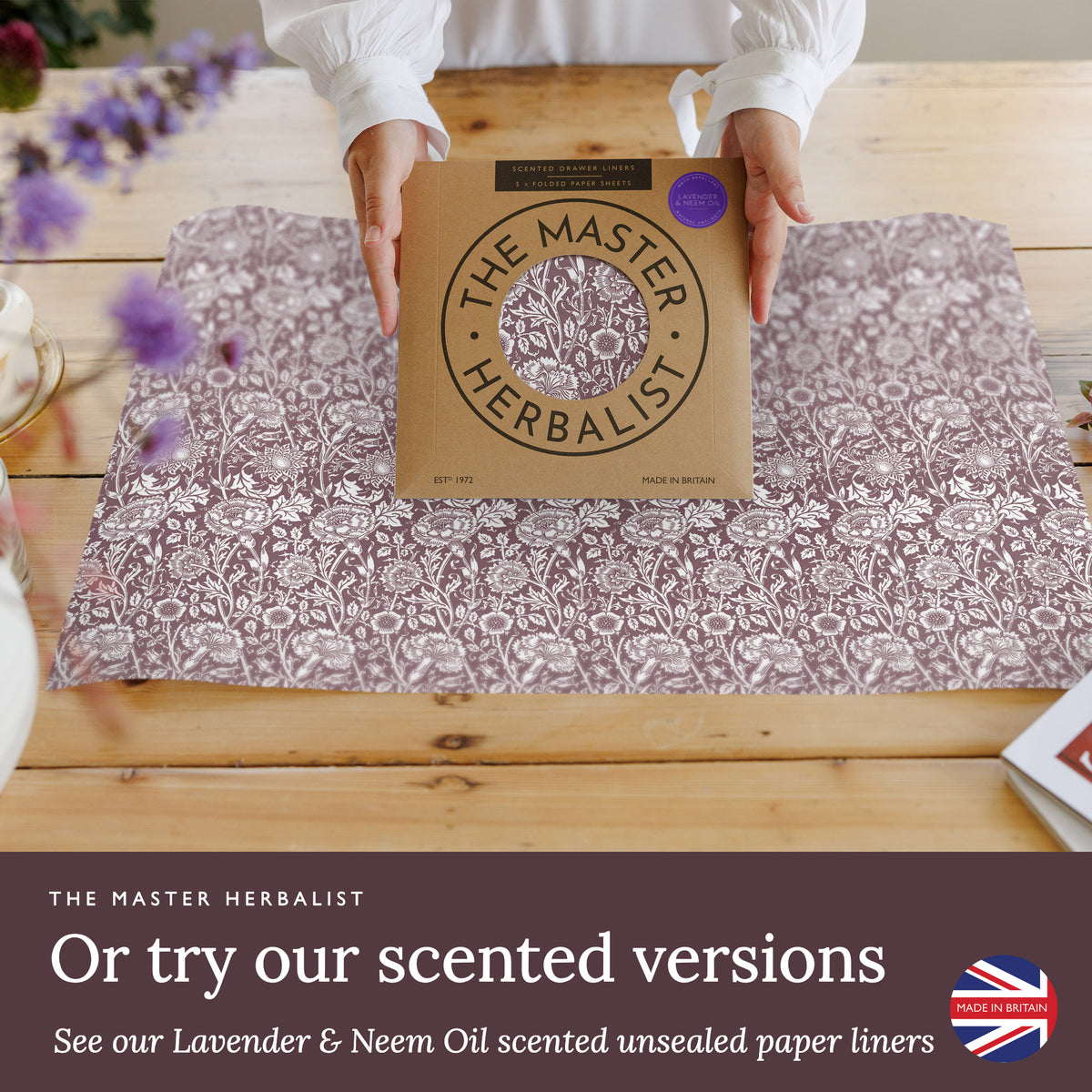See our Lavender & Neem Oil scented unsealed paper liners