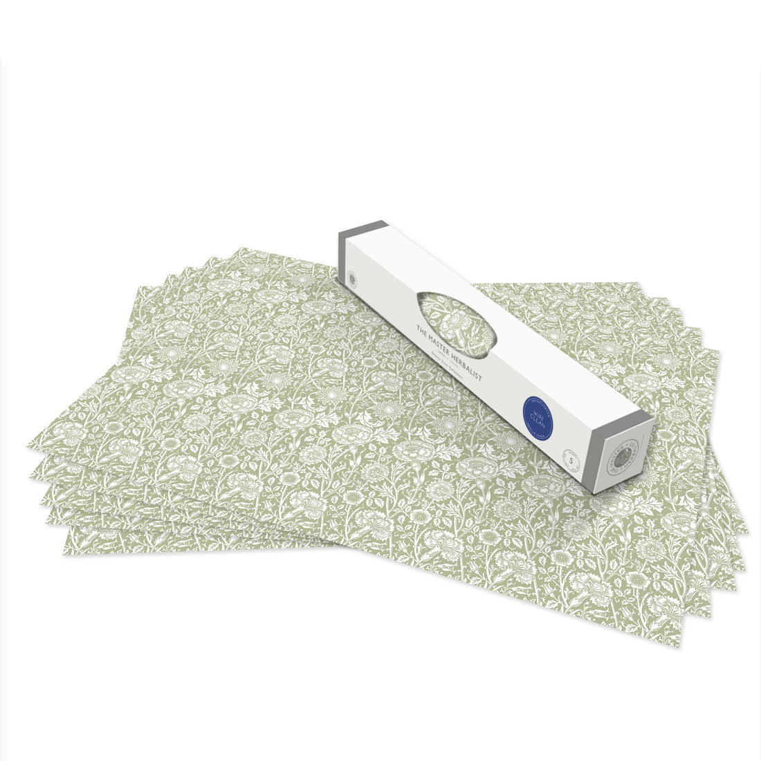 Wipe clean drawer liners, Sage Green William Morris Pink & Rose design
