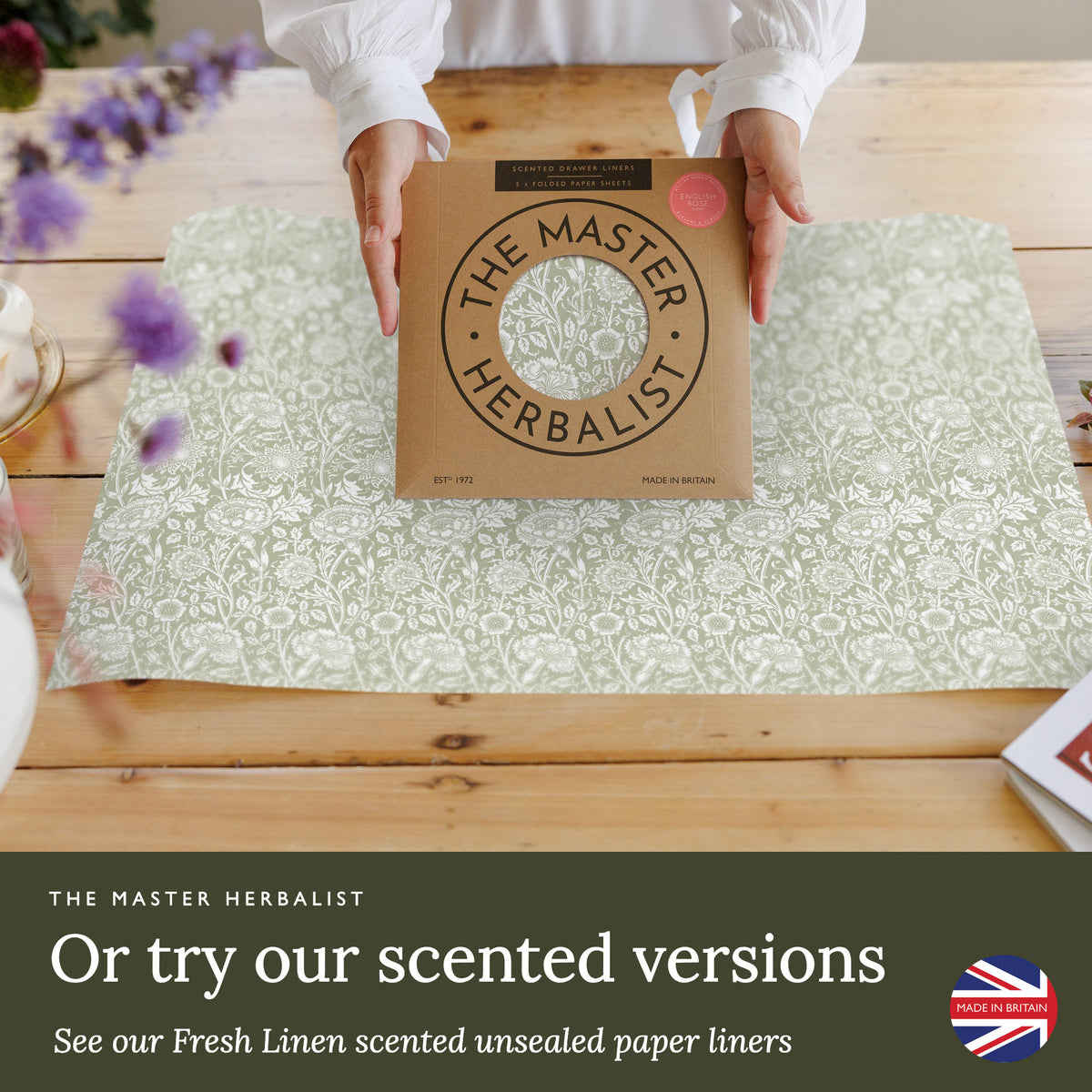 See our Fresh Linen scented unsealed paper liners