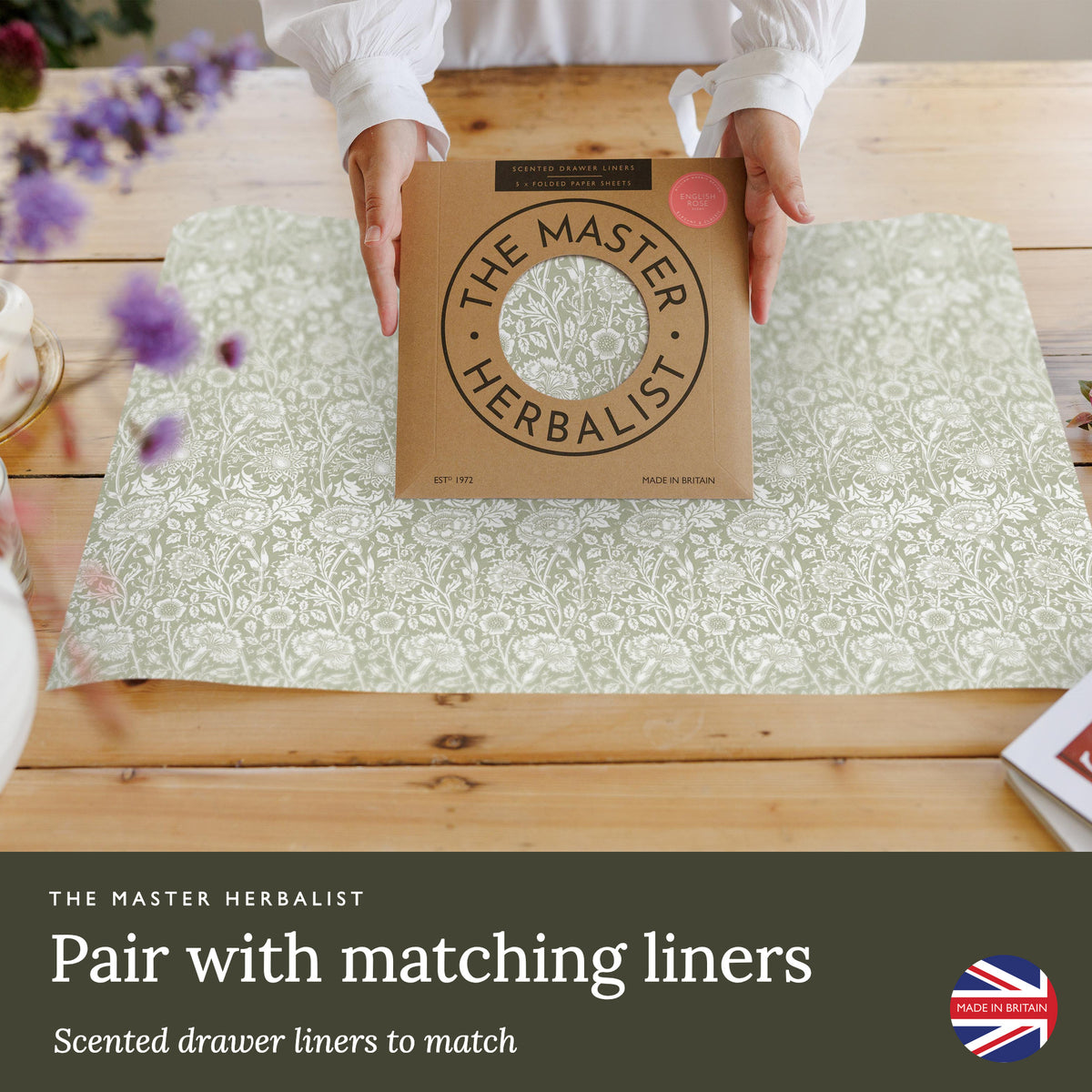 Fresh Linen wardrobe freshener pairs with matching scented drawer liners