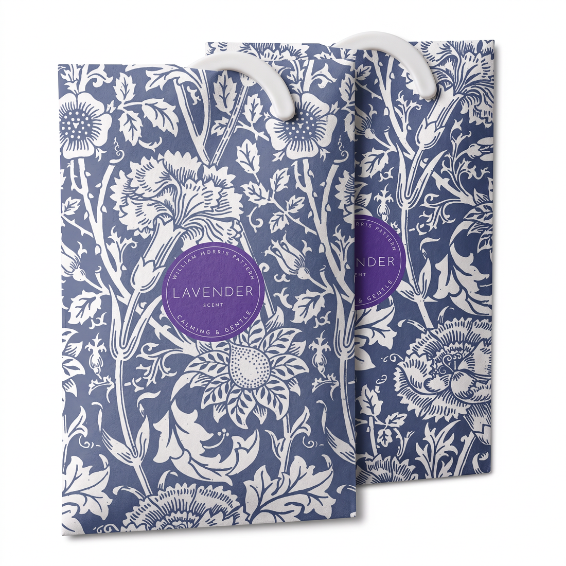 Lavender scented wardrobe fresheners, Blue William Morris Pink & Rose design, 2 pack