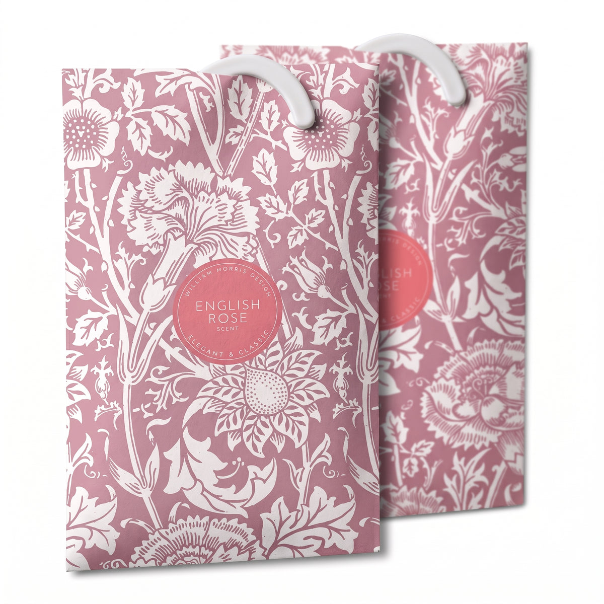Rose scented wardrobe fresheners, Pink William Morris Pink & Rose design, 2 pack