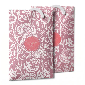 Rose scented wardrobe fresheners, Pink William Morris Pink & Rose design, 2 pack
