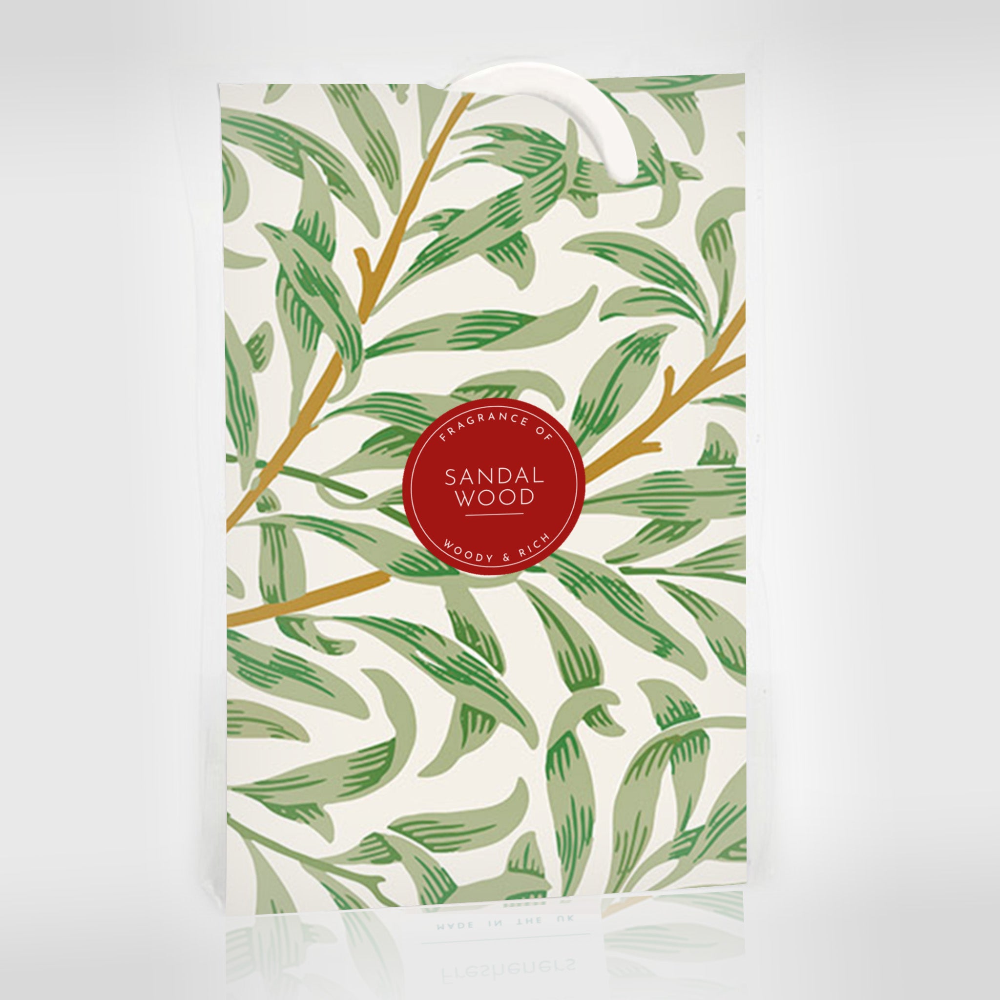 SANDALWOOD Scented Wardrobe Freshener in a WILLIAM MORRIS Inspired WILLOW Design | Contains Essential Oils | PACK OF 1 | Made in the UK.