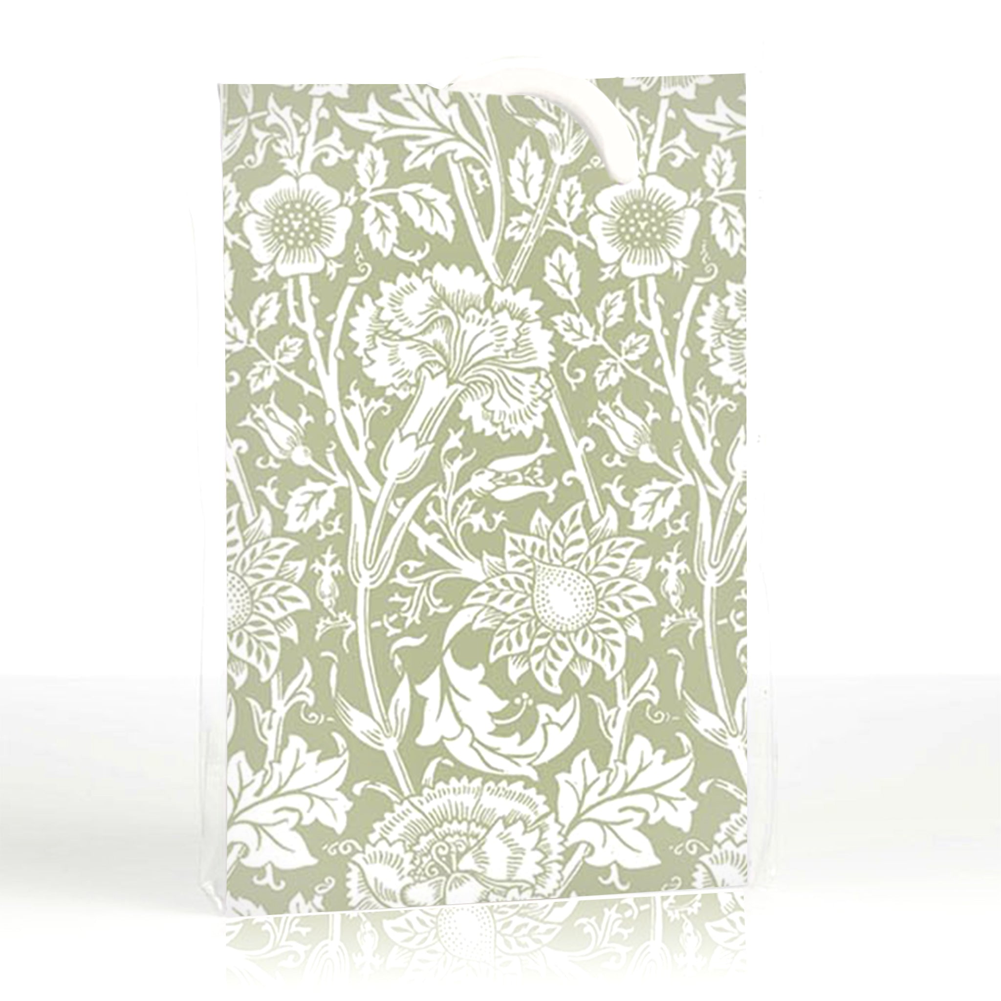FRESH LINEN Scented Wardrobe Freshener in a WILLIAM MORRIS Design in SAGE GREEN | Pack of 2