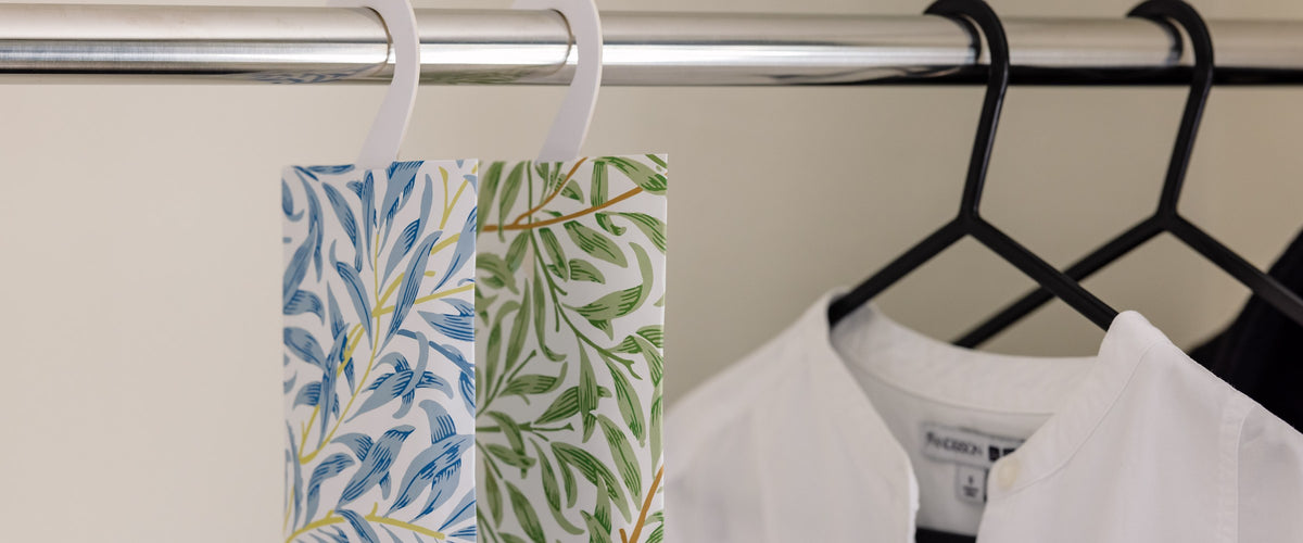 Blue Willow and Willow wardrobe fresheners hanging on a railslider_item_4pm4BJ