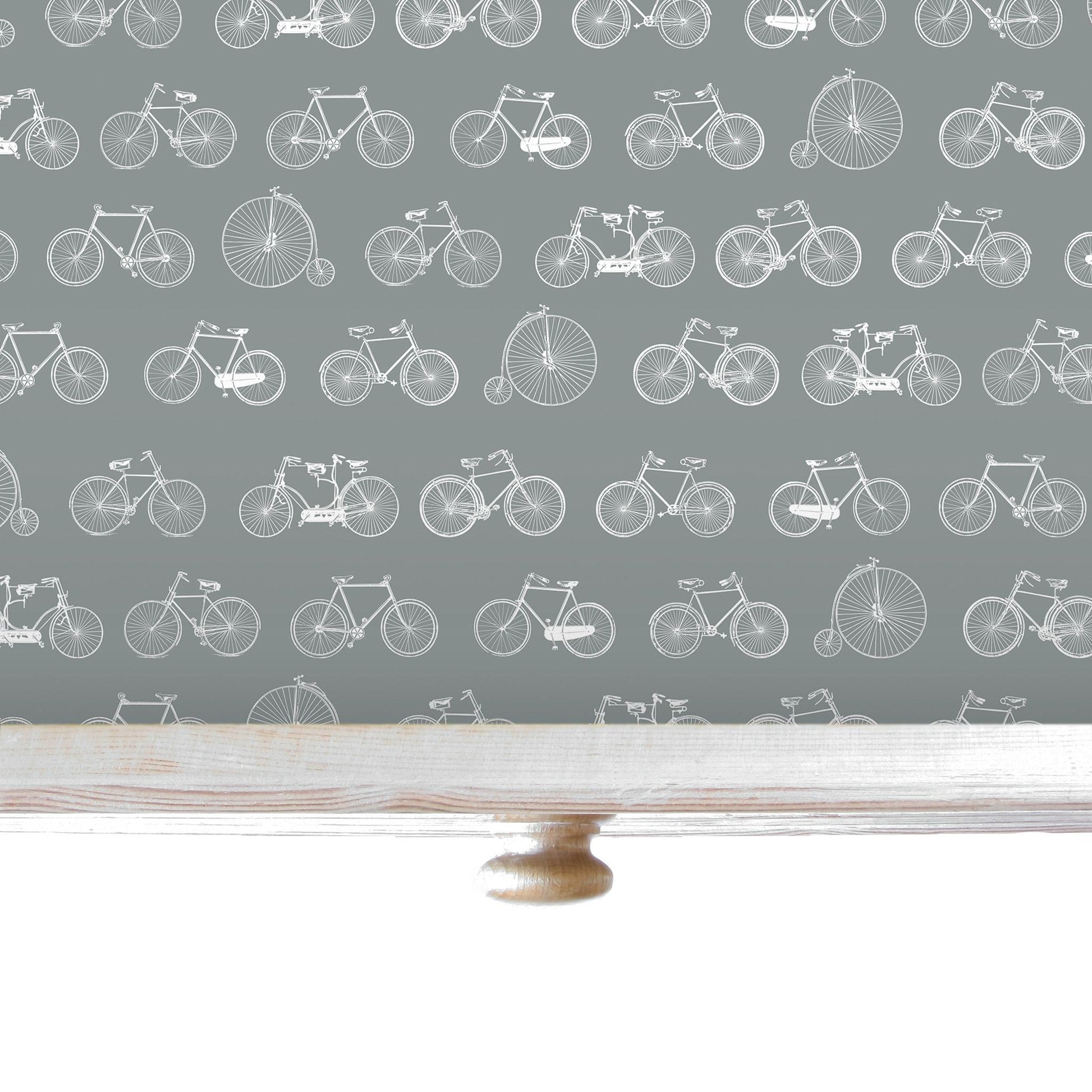 THE MASTER HERBALIST | Wipe Clean & Unscented Drawer Liners with a BICYCLE DESIGN on DUSK BLUE.  Perfect for Drawers, Shelves, Cupboards & Cabinets.
