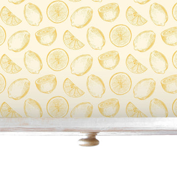 THE MASTER HERBALIST | Wipe Clean & Unscented Drawer Liners with a yellow LEMONS Design.  Perfect for Drawers, Shelves, Cupboards & Cabinets.