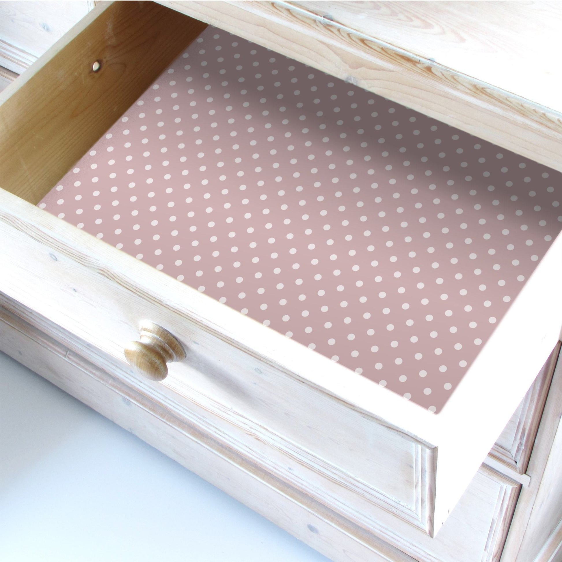 THE MASTER HERBALIST | Wipe Clean & Unscented Drawer Liners in a PINK POLKA DOT Design. Perfect for Kitchen Drawers, Shelves, Cupboards & Cabinets. Made in Suffolk, England. (Pink)