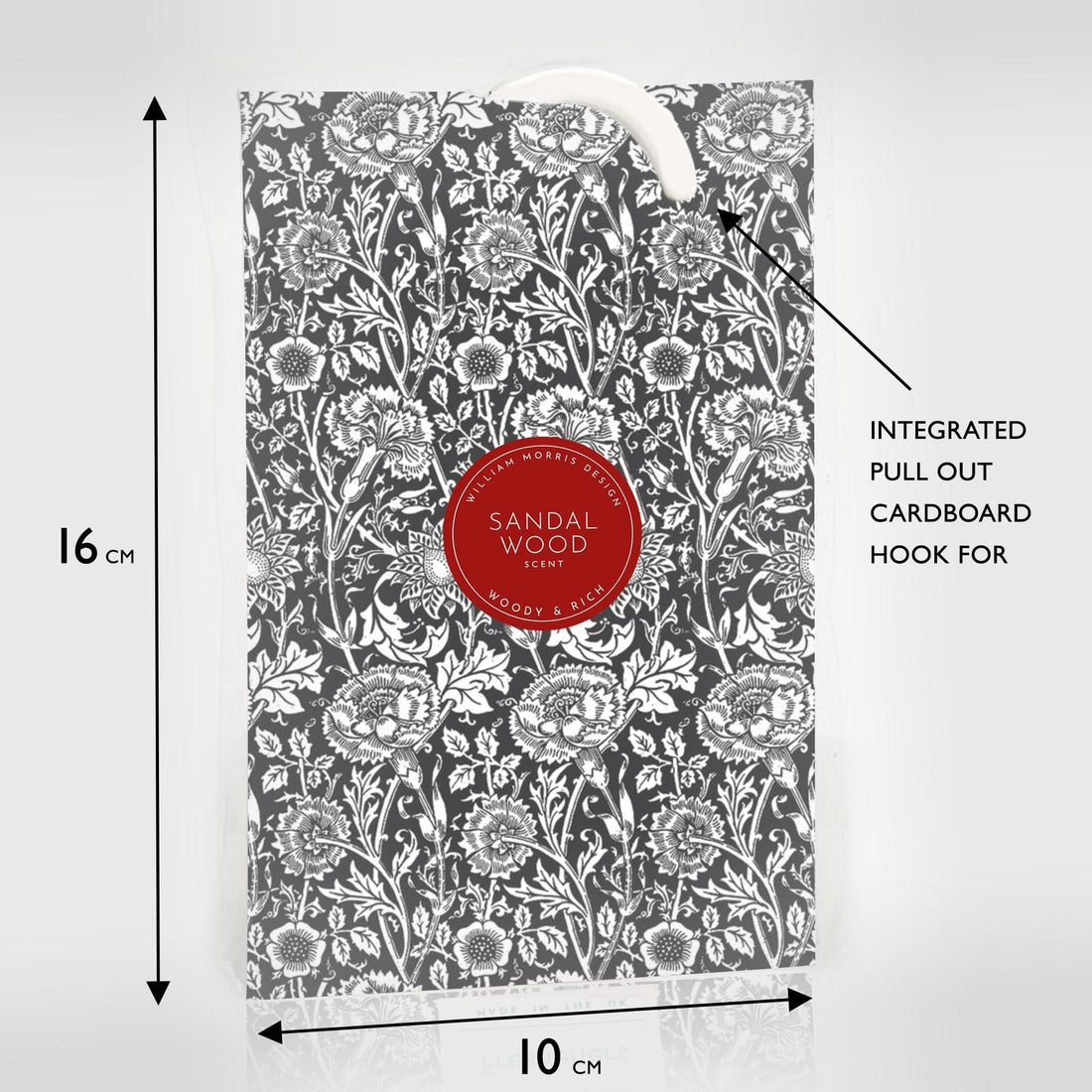 SANDALWOOD Scented Wardrobe Freshener in a WILLIAM MORRIS Design in BLACK | Pack of 2 - Wardrobe Freshener - The Master Herbalist