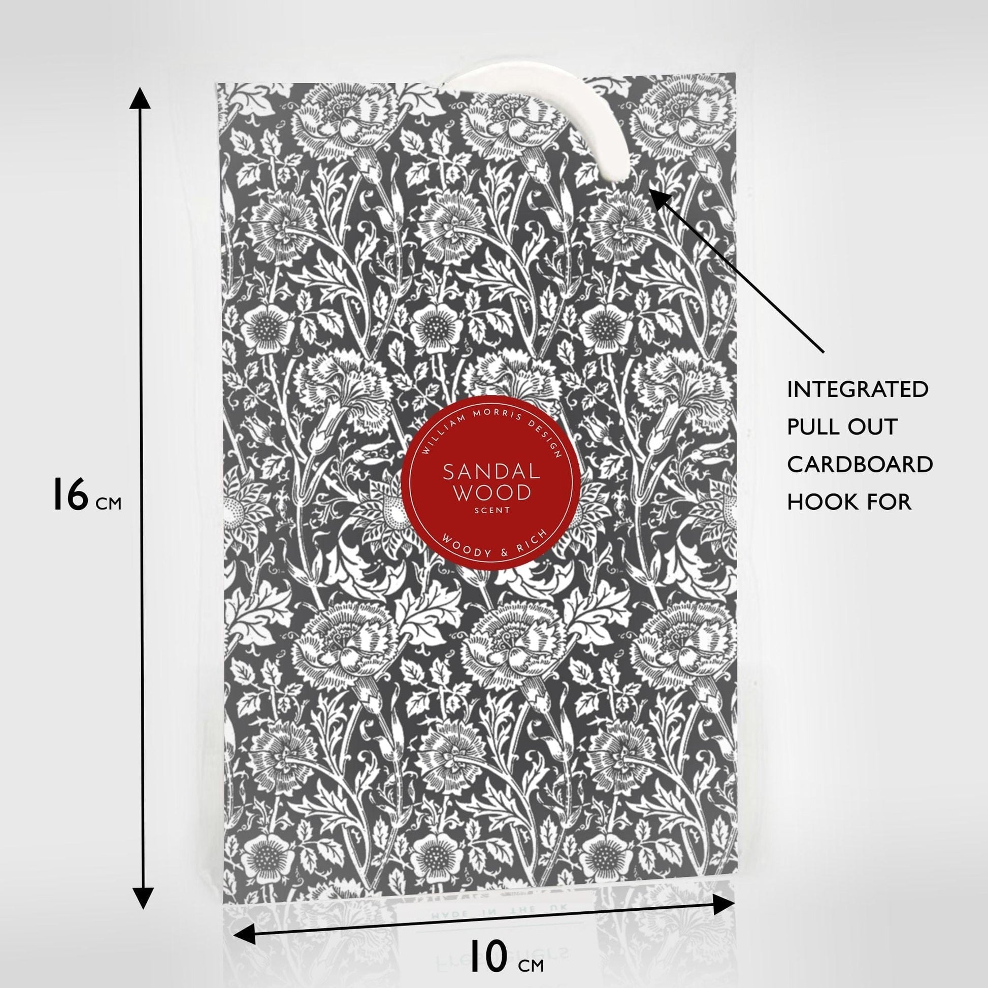 SANDALWOOD Scented Wardrobe Freshener in a WILLIAM MORRIS Design in BLACK | Pack of 2 - Wardrobe Freshener - The Master Herbalist