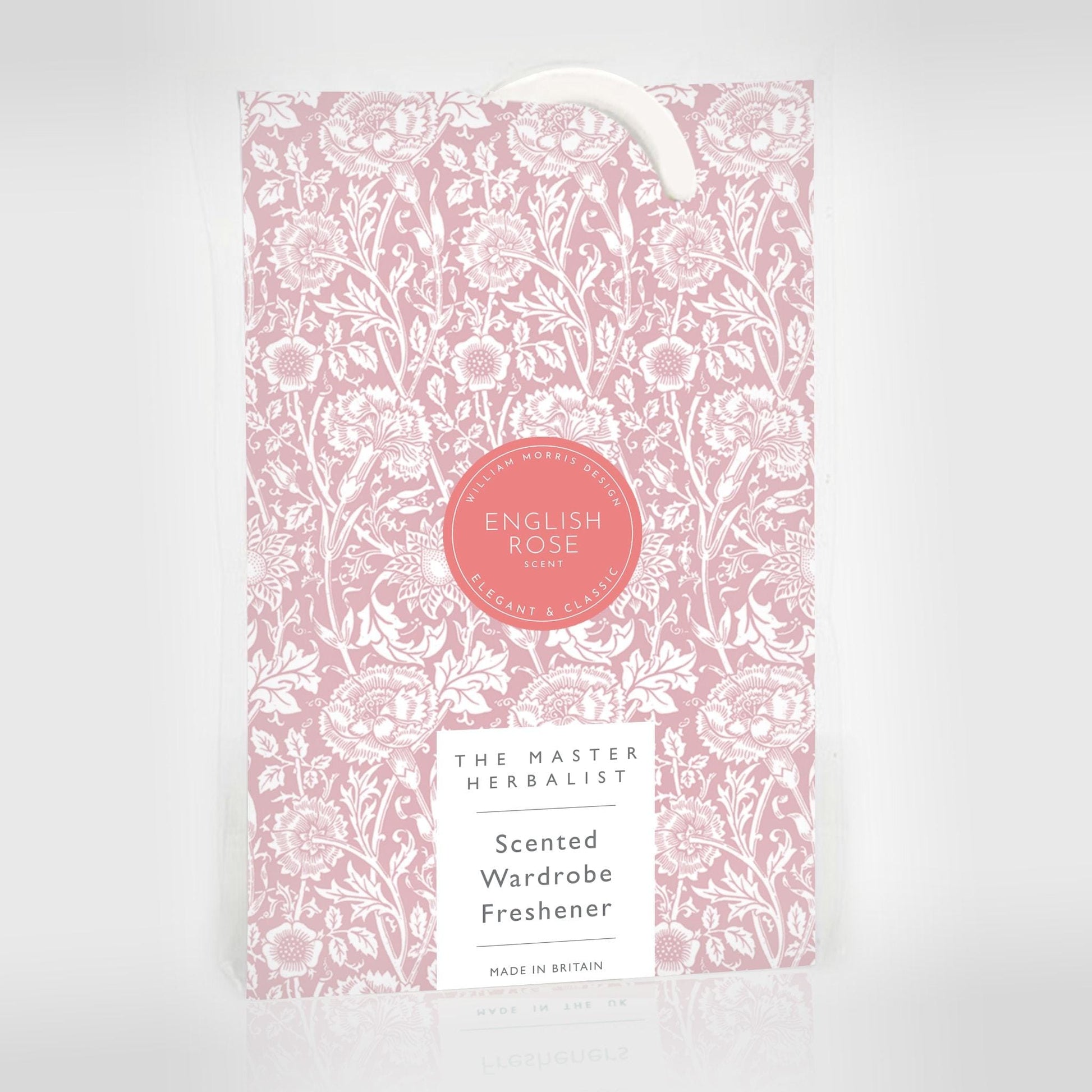 ROSE Scented Wardrobe Freshener in a WILLIAM MORRIS Design in PINK | Pack of 2 - Wardrobe Freshener - The Master Herbalist