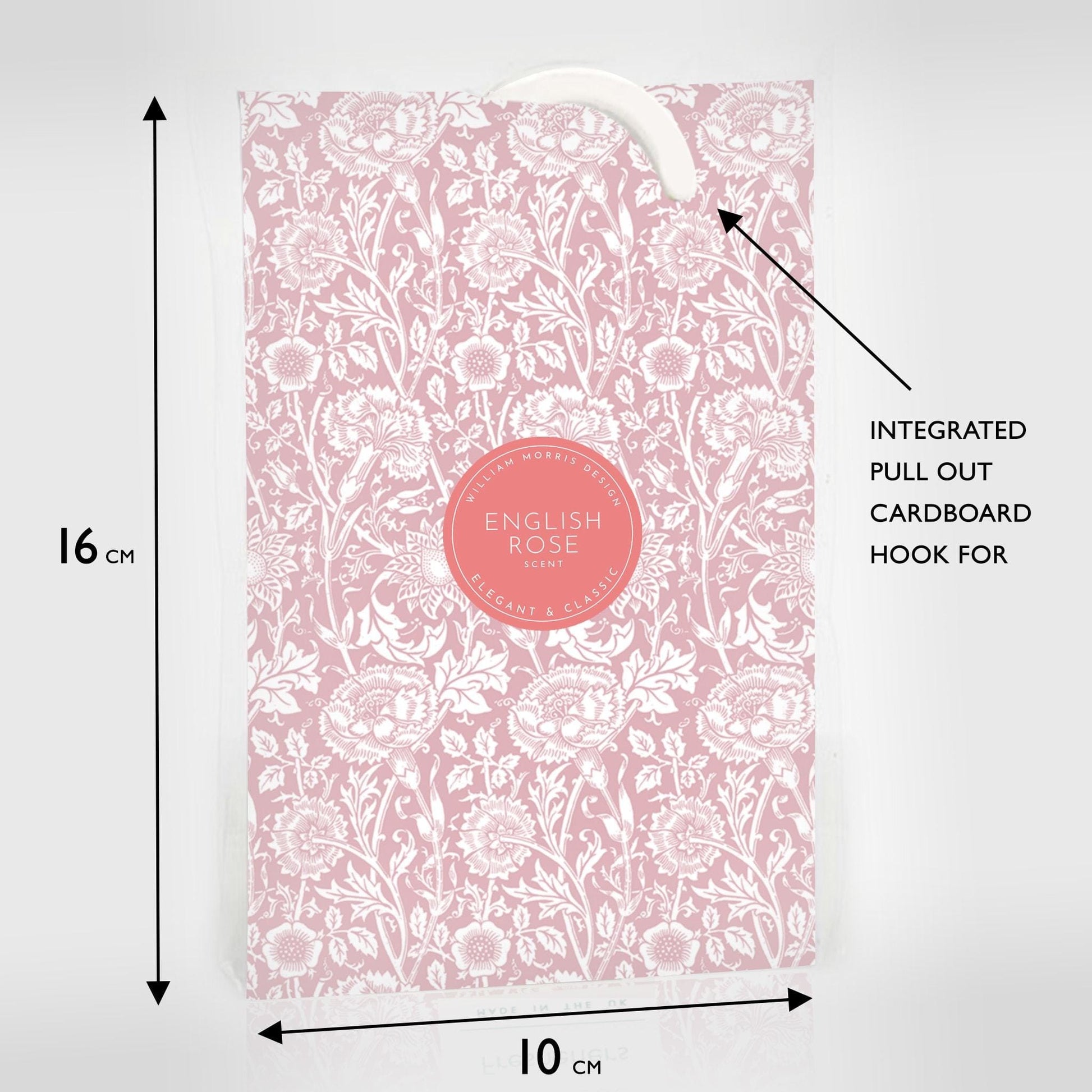 ROSE Scented Wardrobe Freshener in a WILLIAM MORRIS Design in PINK | Pack of 2 - Wardrobe Freshener - The Master Herbalist
