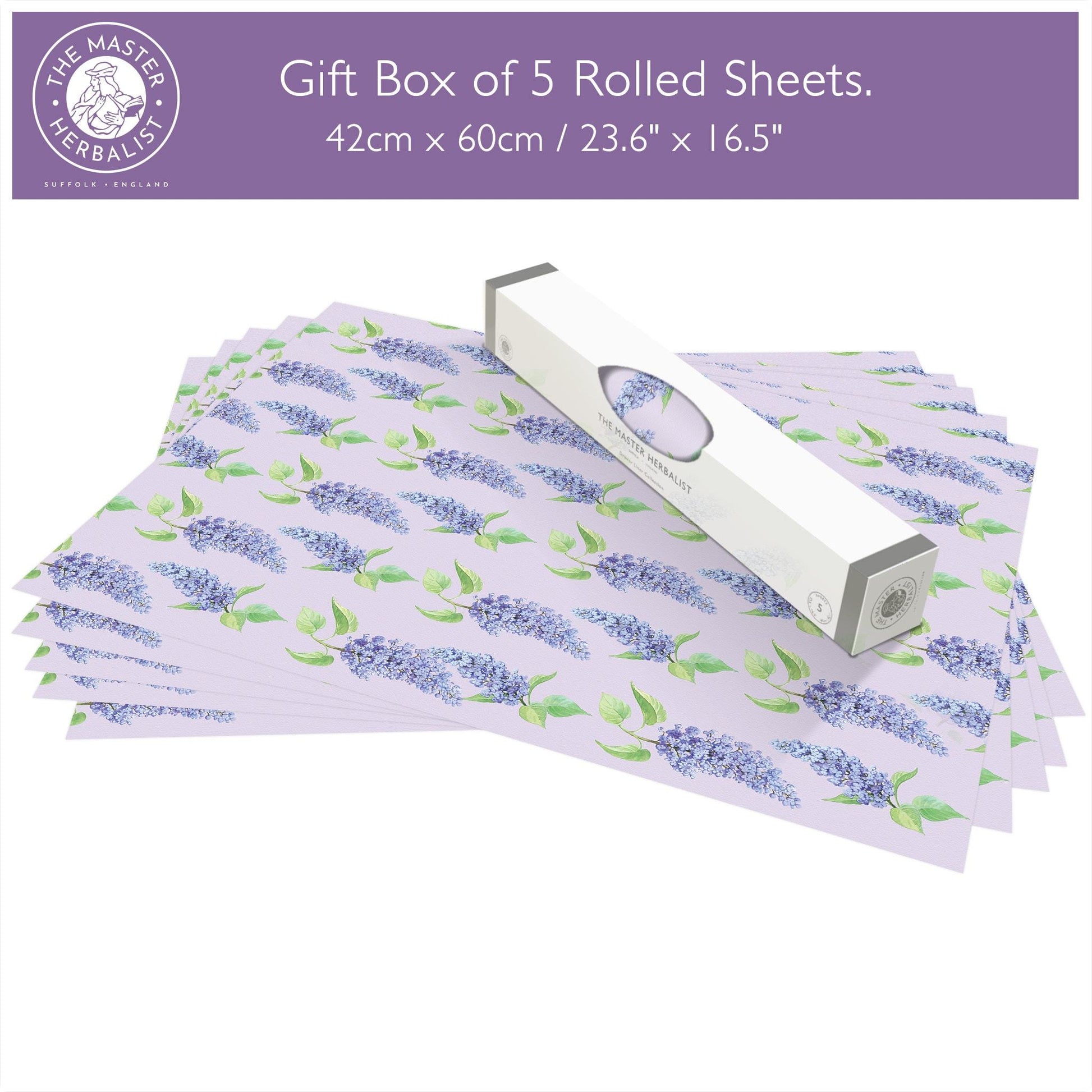 THE MASTER HERBALIST LILAC Fragrance SCENTED Drawer Liners in a floral LILAC Design. Made in Britain.