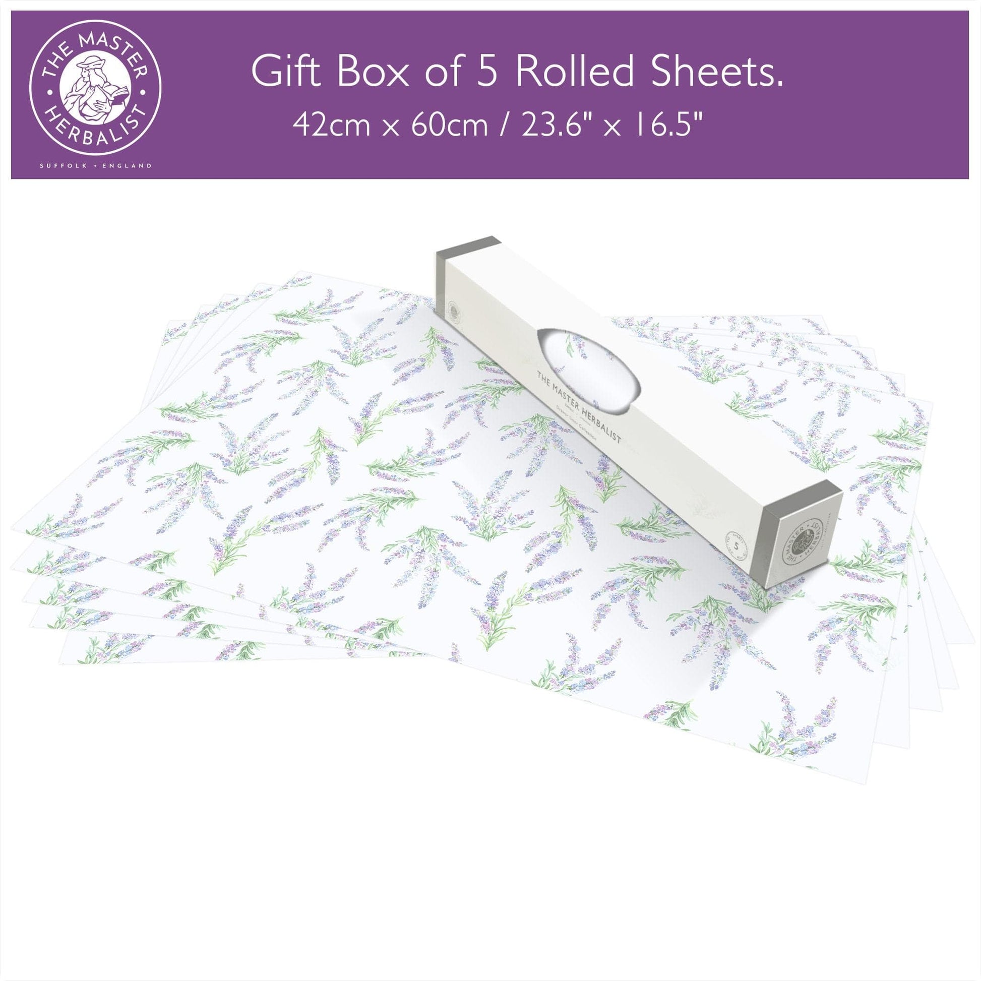 THE MASTER HERBALIST SUFFOLK LAVENDER SCENTED Drawer Liners in a Floral Design. Made in Britain.