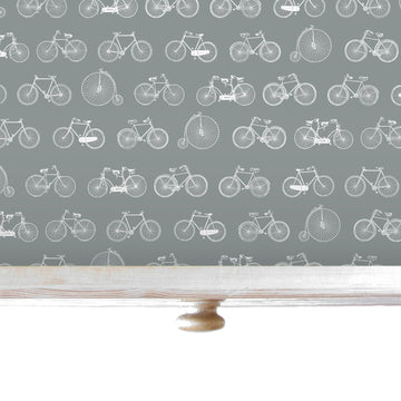 BICYCLE Design on DUSK BLUE Wipe Clean & Unscented Drawer Liners - Wipe Clean Drawer Liners - The Master Herbalist