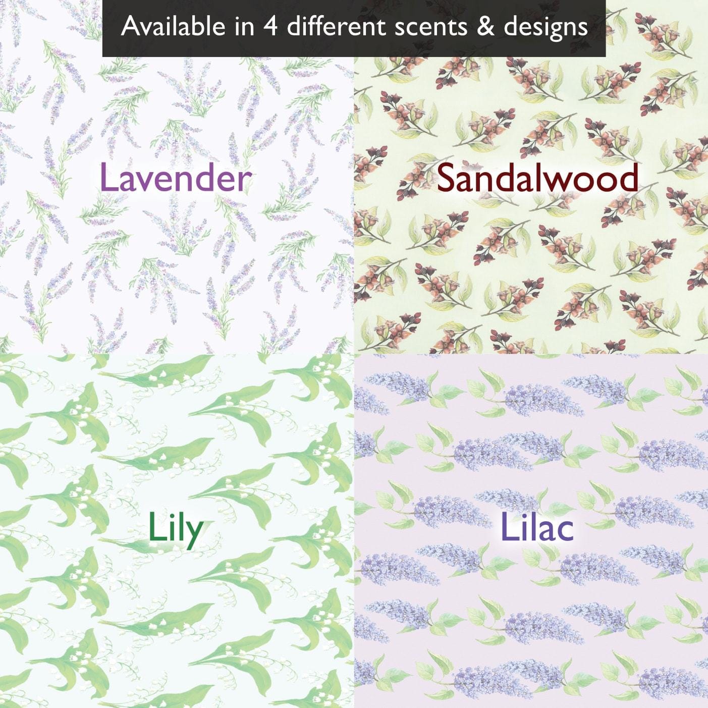 THE MASTER HERBALIST Scented Drawer Liners Sandalwood SANDALWOOD SCENTED Drawer Liners in a SANDALWOOD pattern