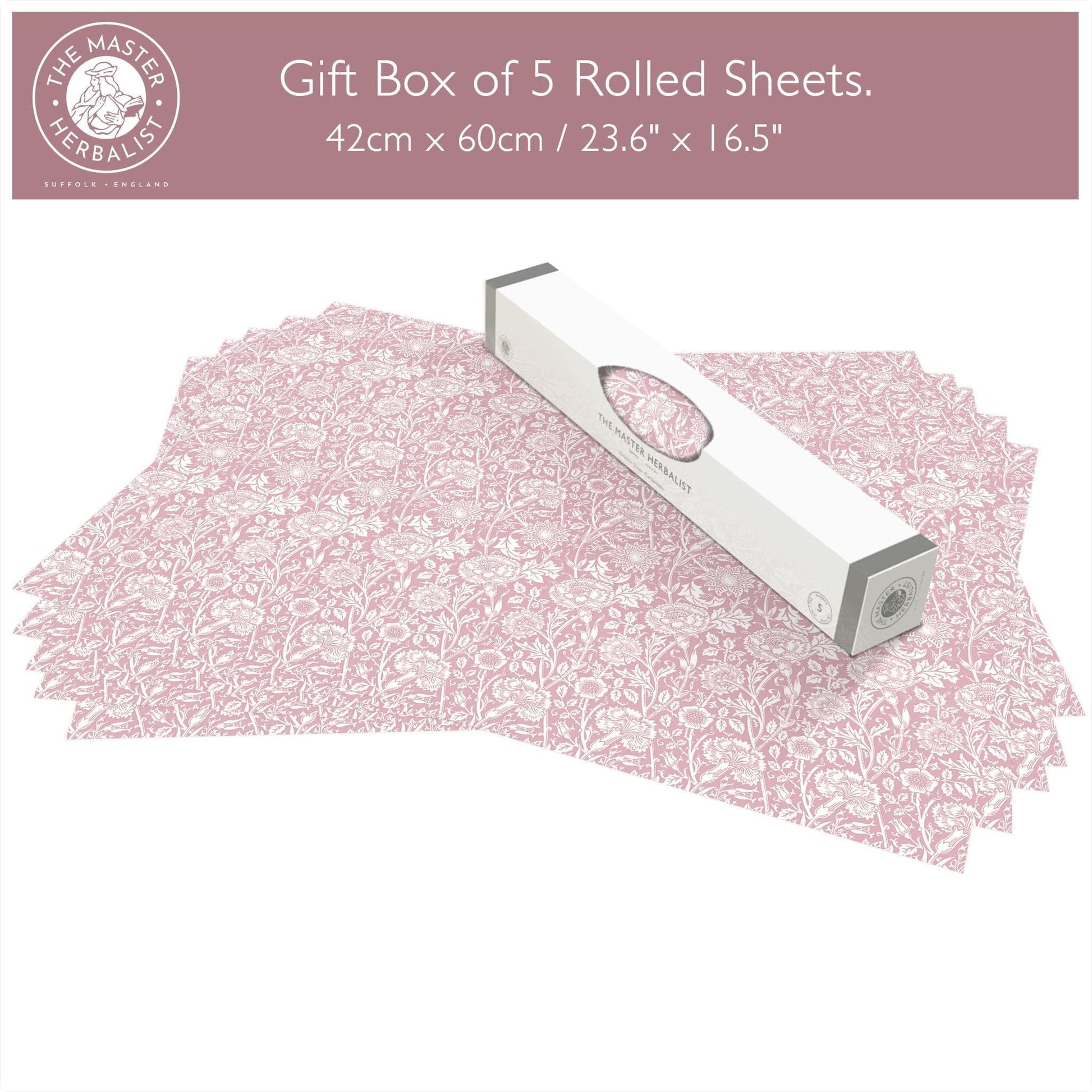 THE MASTER HERBALIST Scented Drawer Liners Rose ROSE SCENTED Drawer Liners in PINK William Morris Design