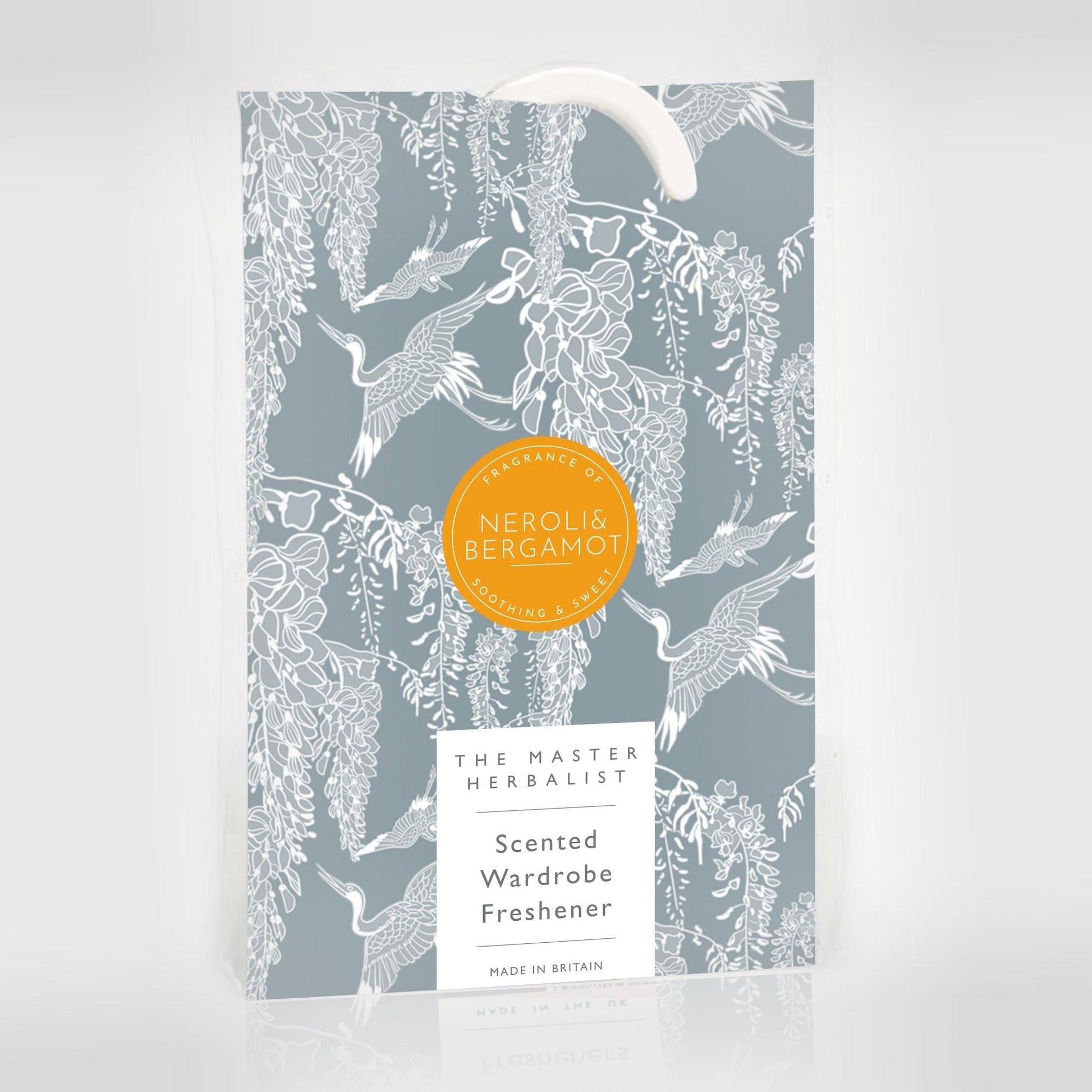 THE MASTER HERBALIST Wardrobe Freshener Neroli & Bergamot NEROLI & BERGAMOT Scented Wardrobe Freshener in a CLASSICAL Heron Pattern
