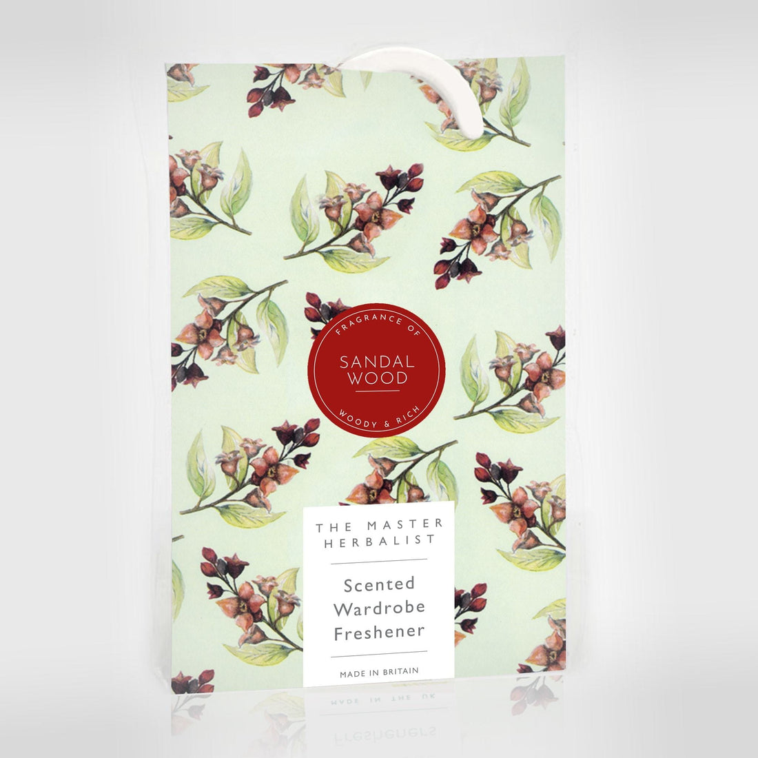 THE MASTER HERBALIST Wardrobe Freshener Sandalwood SANDALWOOD Scented Wardrobe Freshener in a Traditional Floral Design