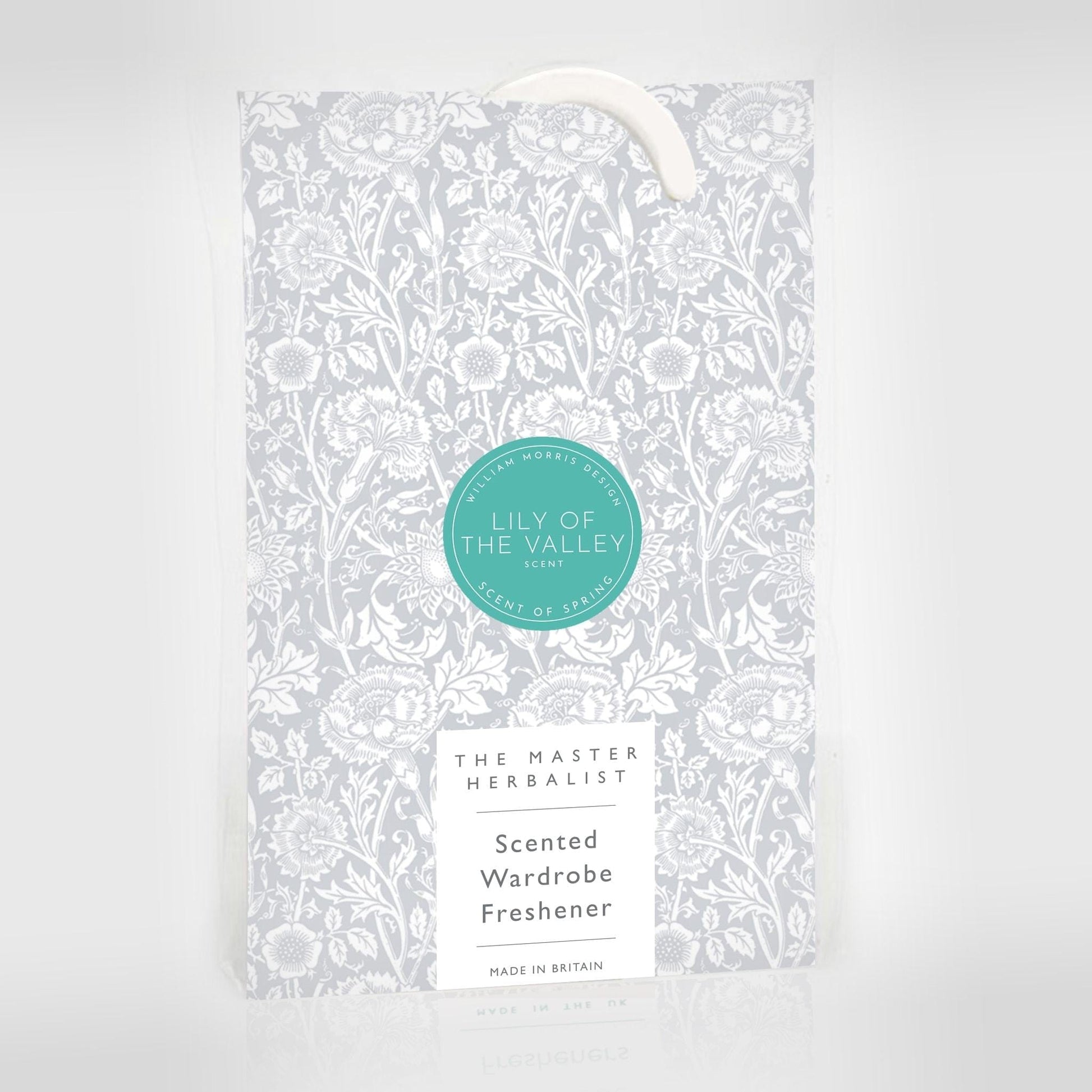 THE MASTER HERBALIST Wardrobe Freshener Lily of The Valley LILY SCENTED Wardrobe Freshener in a WILLIAM MORRIS DESIGN in GREY